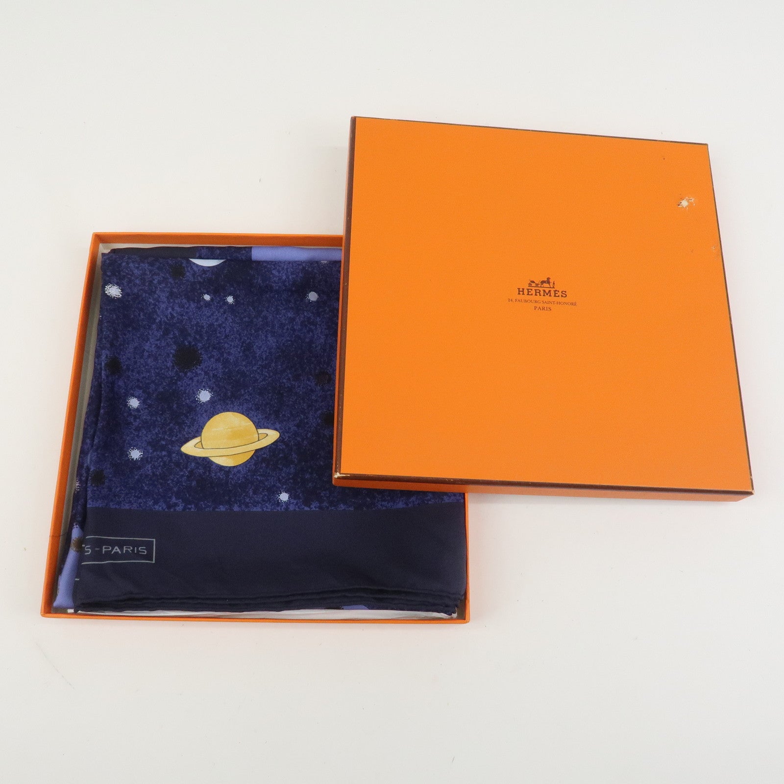 HERMES Carre 90 Silk 100% LA VOIE LACTEE Scarf Navy