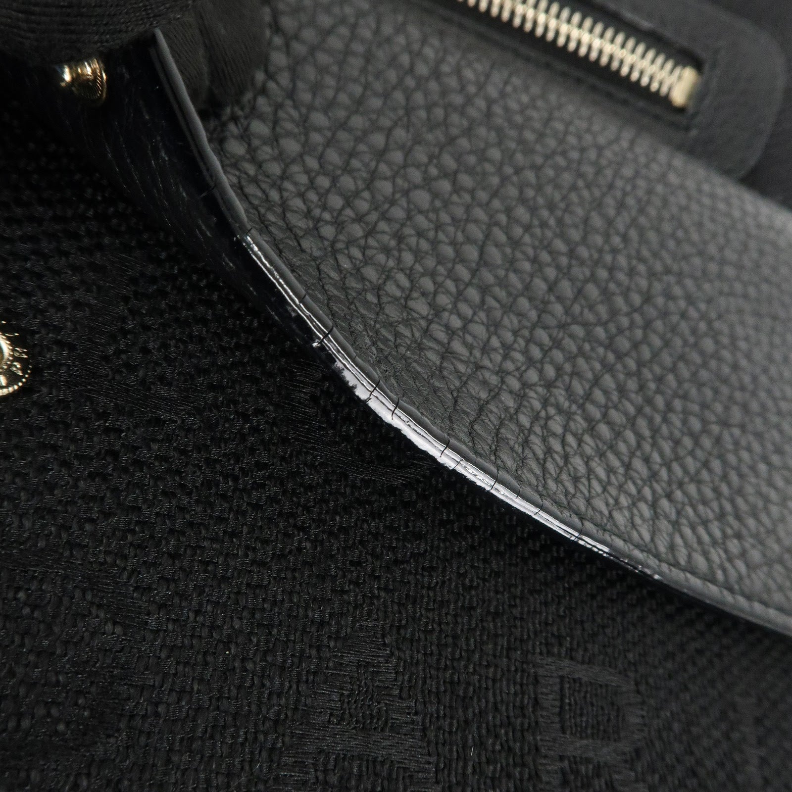 BVLGARI Logo Mania Canvas Leather Tote Bag Black Gold Hardware Used