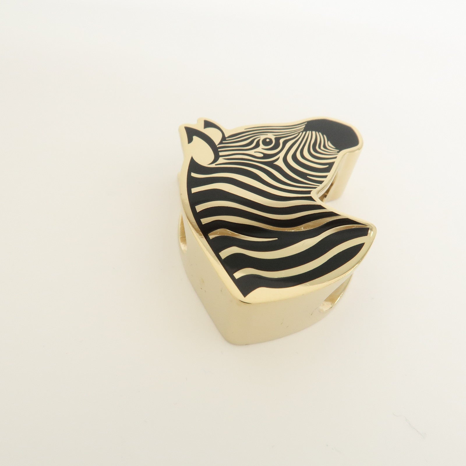 HERMES Metal Scarf Ring Zebra Gold Black