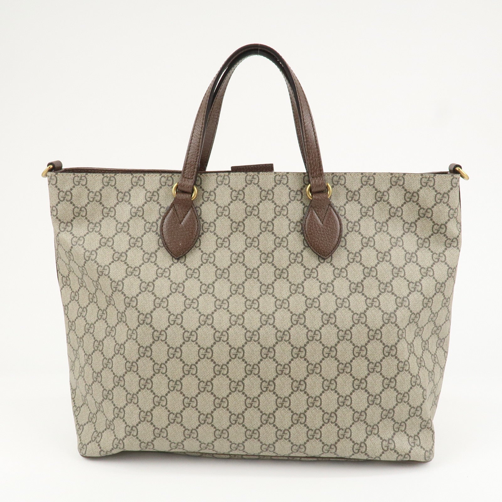 GUCCI GG Supreme Canvas Leather 2WAY Tote Bag Beige Brown 474085 Used