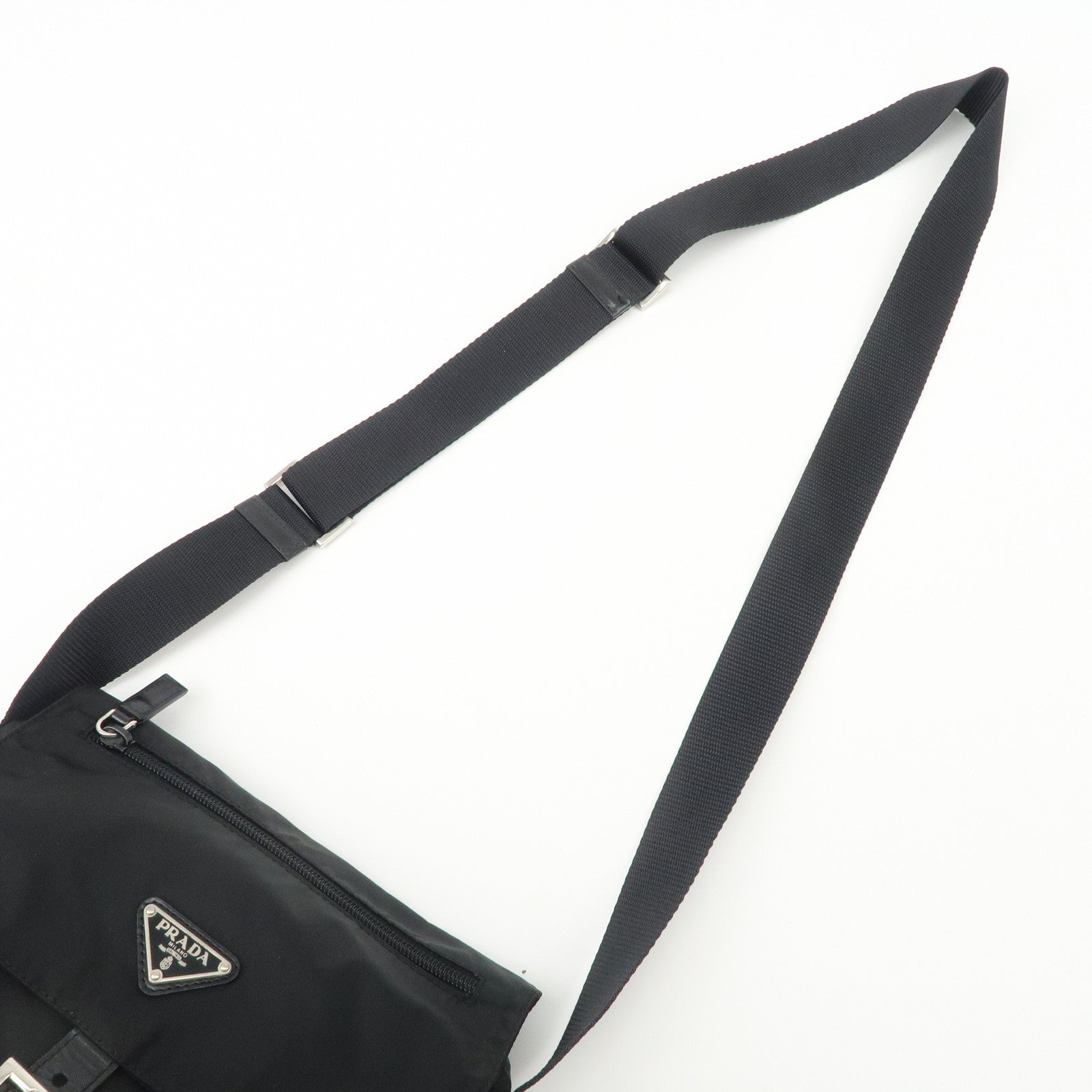 PRADA Triangle Logo Nylon Shoulder Bag Crossbody Bag Black