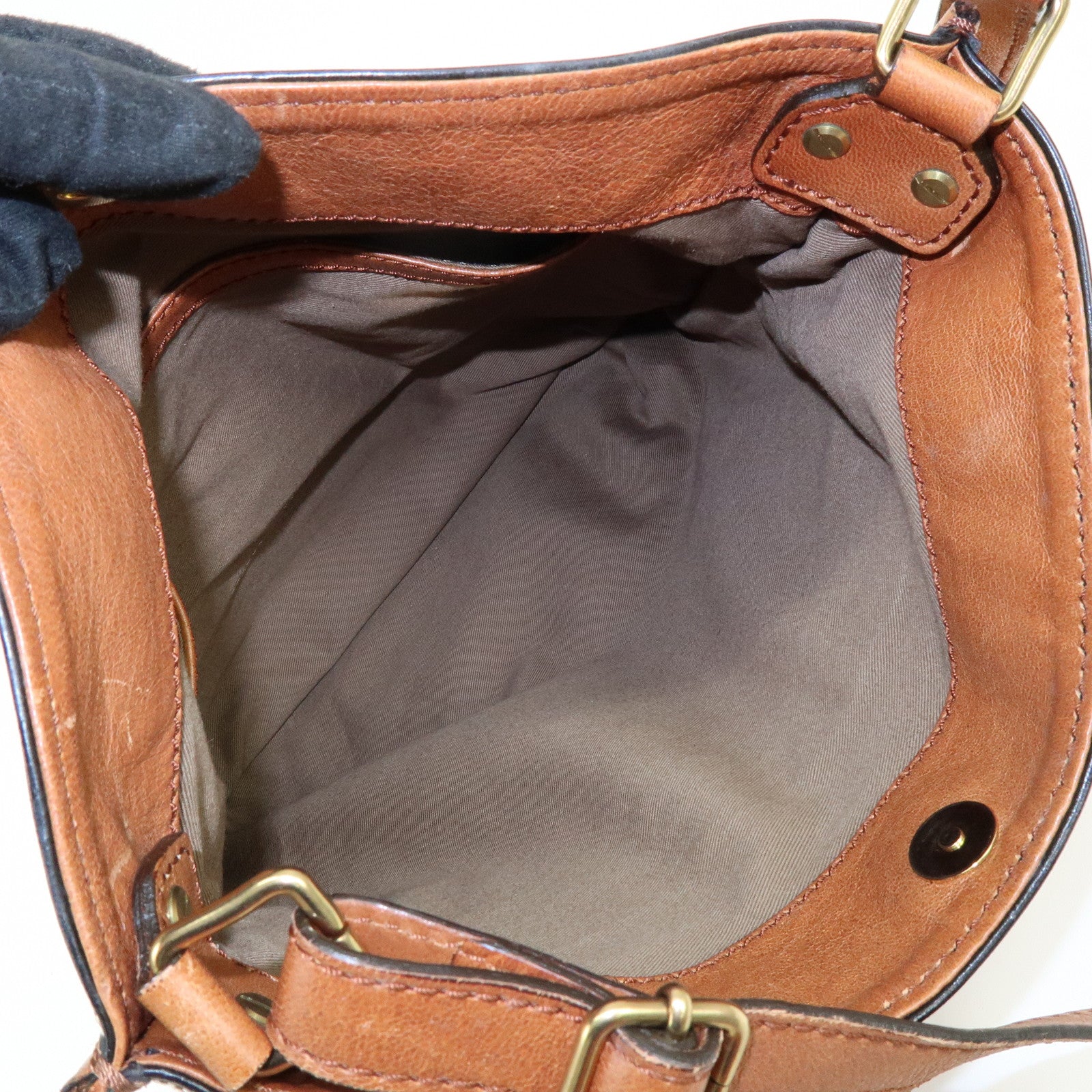 Chloe Harley Canvas Leather Shoulder Crossbody Bag Natural Brown