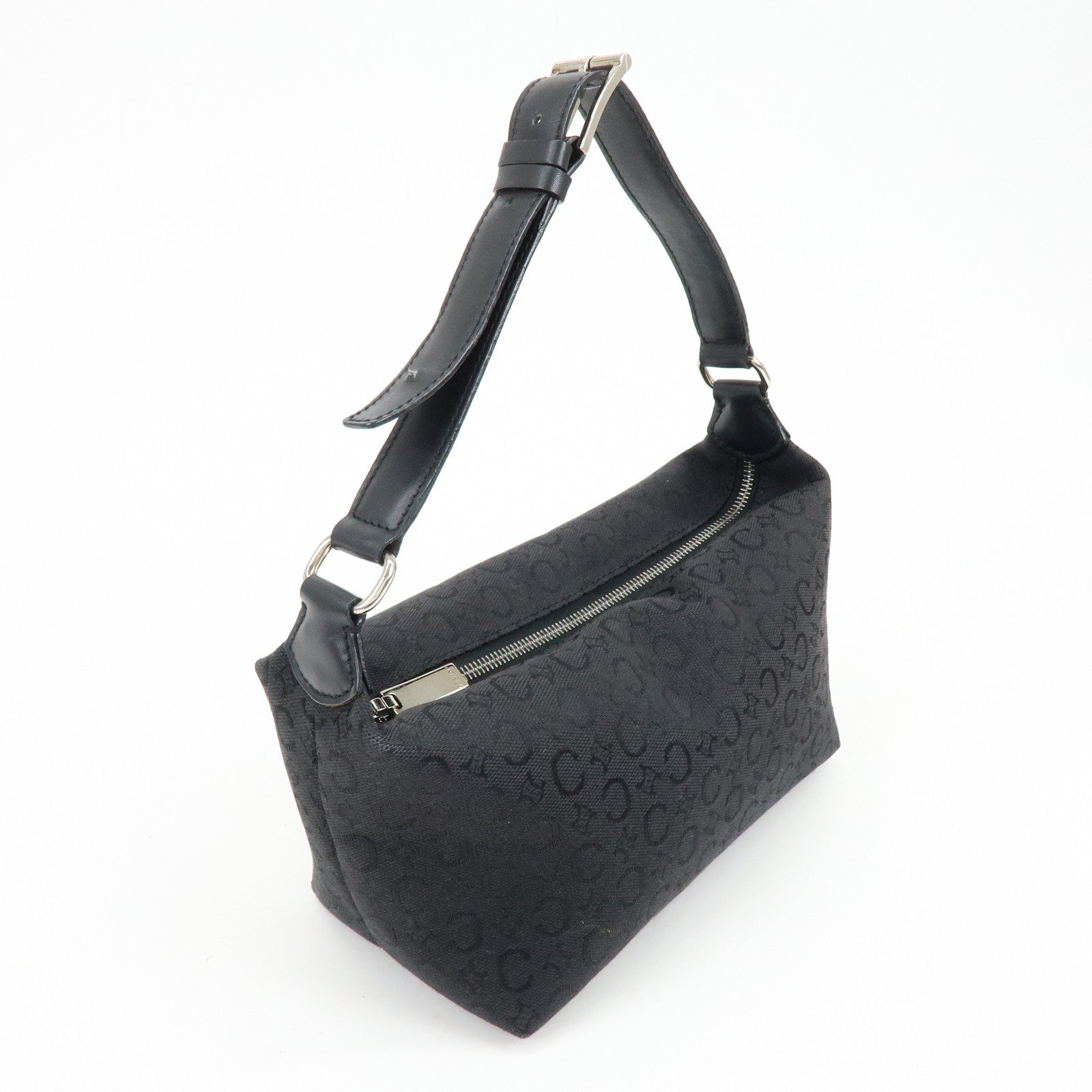 CELINE C Macadam Canvas Leather Hand Bag Shoulder Bag Black