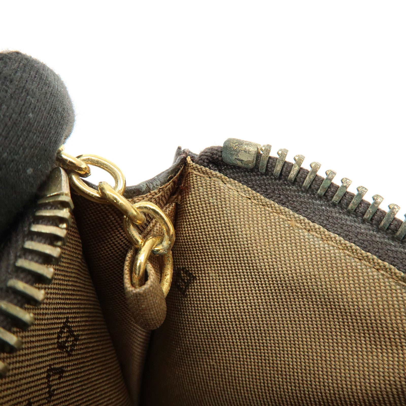 BVLGARI Leather Coin Case Coin Purse Key Chain Dark Brown