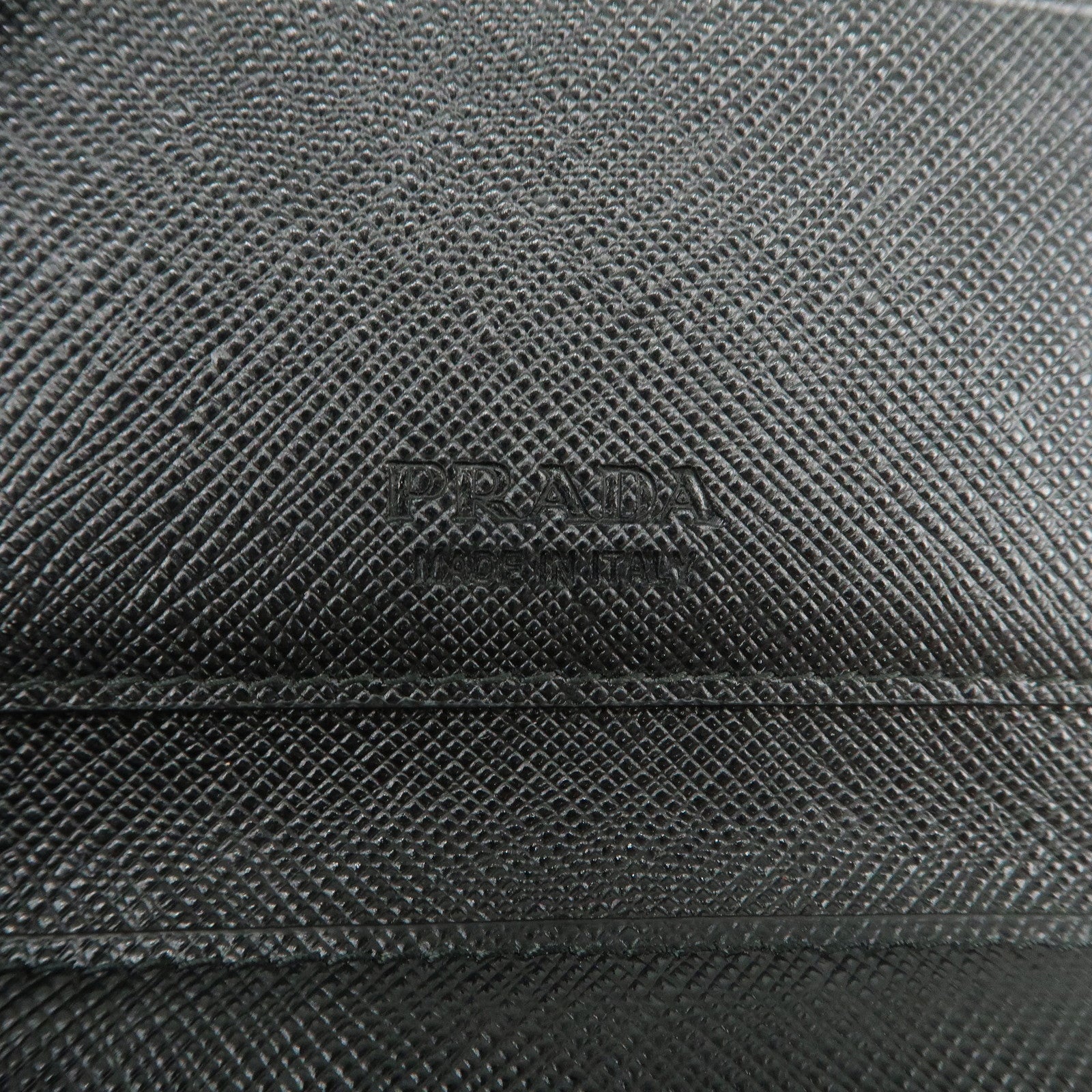 PRADA Logo Saffiano Leather Compact Wallet Black 2MC066