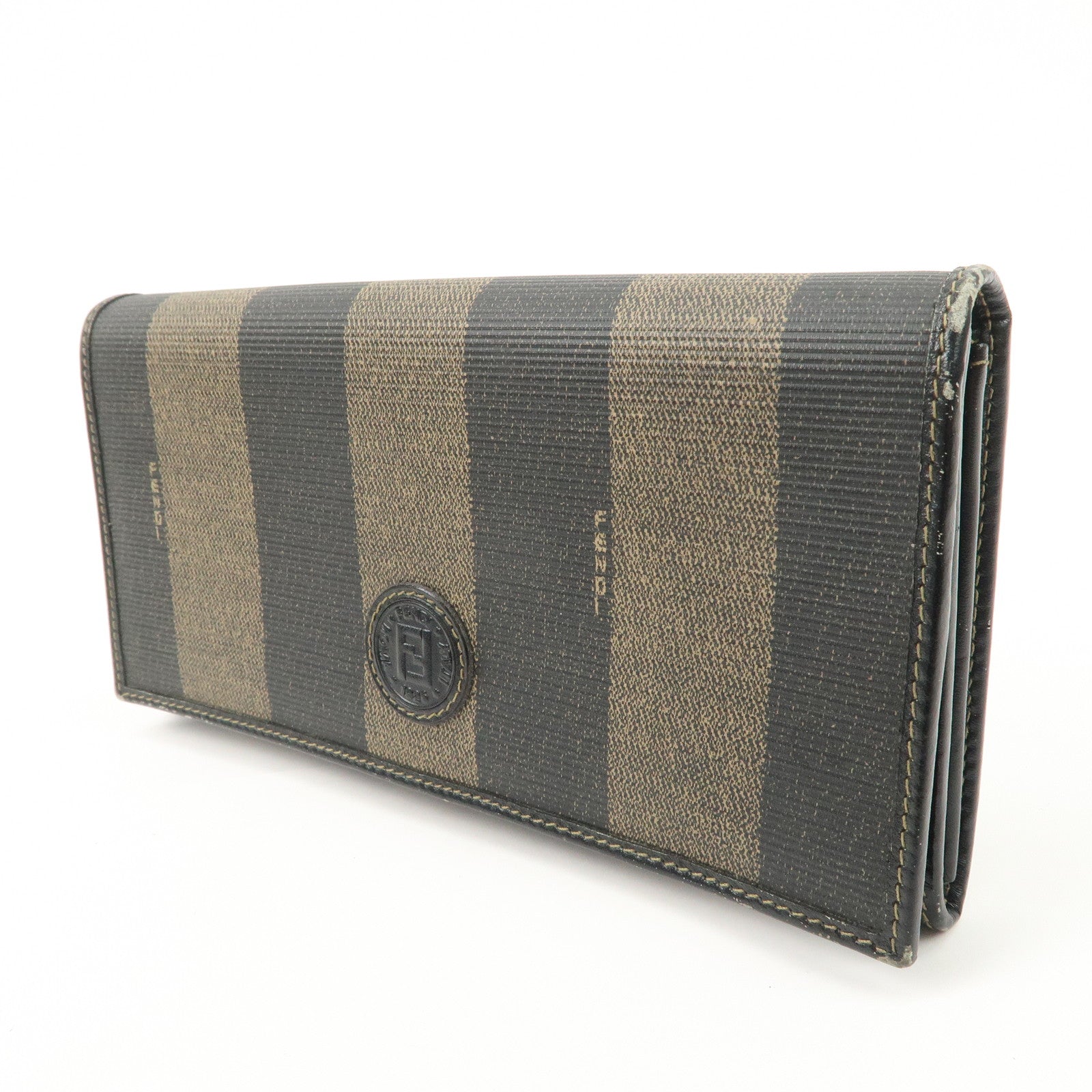 FENDI Set of 2 Pecan Leather PVC Wallet Black Brown 01445-069 30851 Used