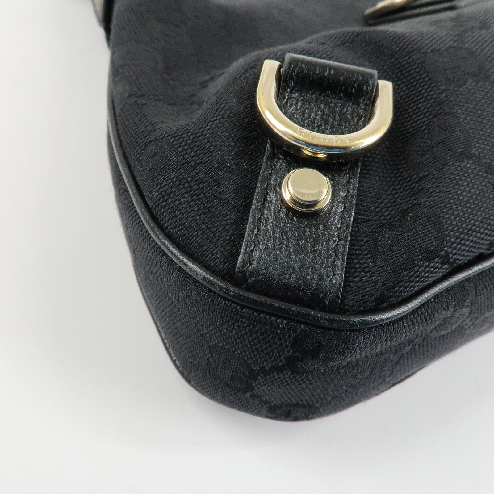 GUCCI Abbey GG Canvas Leather Shoulder Bag Black 130738 Used