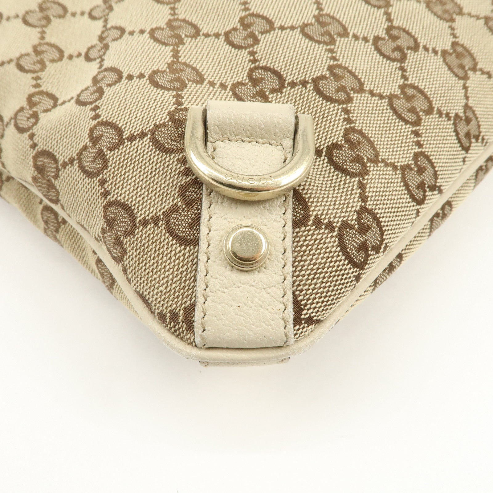 GUCCI Abbey GG Canvas Leather Shoulder Bag Beige Ivory 131326