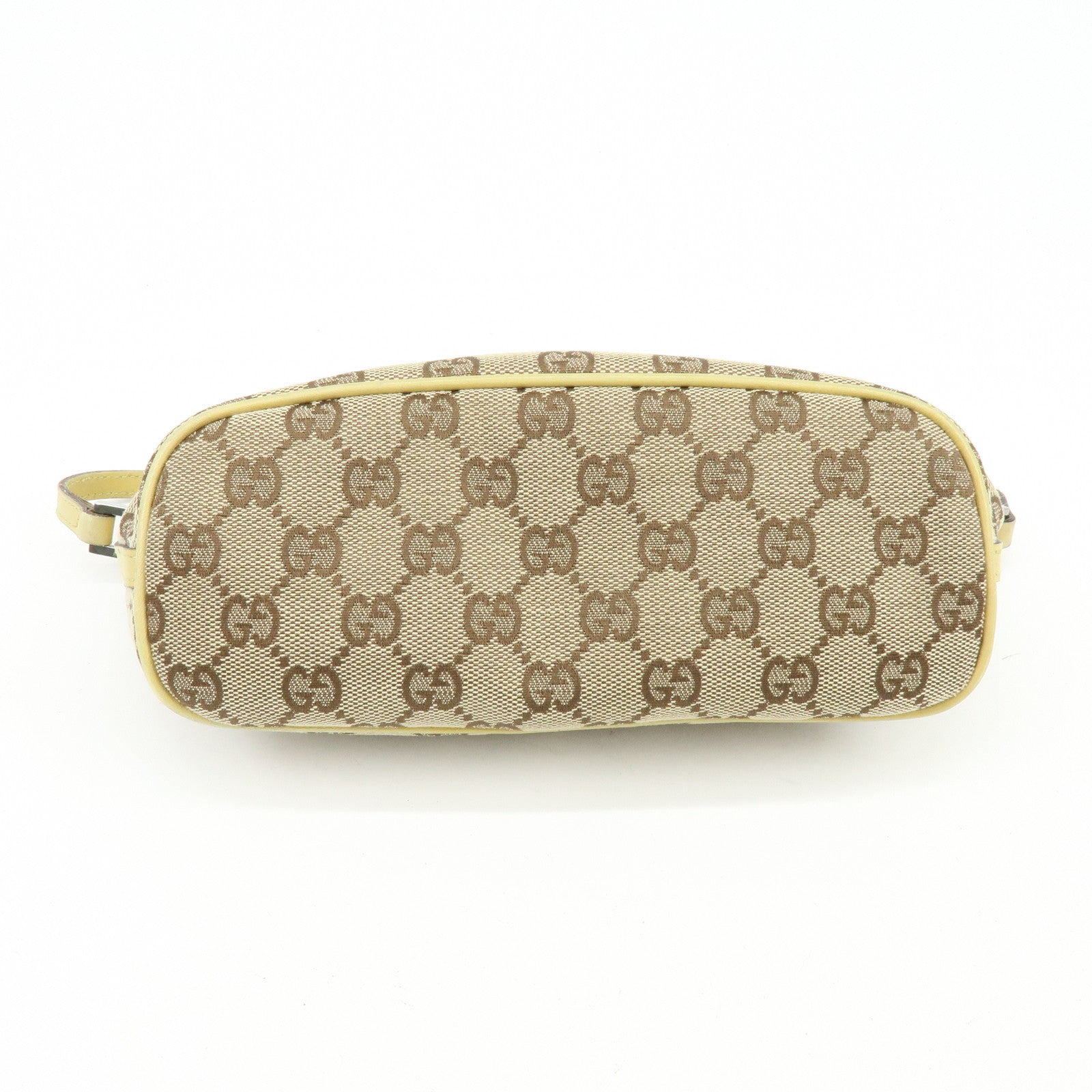 GUCCI Boat Bag GG Canvas Leather Accessory Pouch Beige Yellow 07198