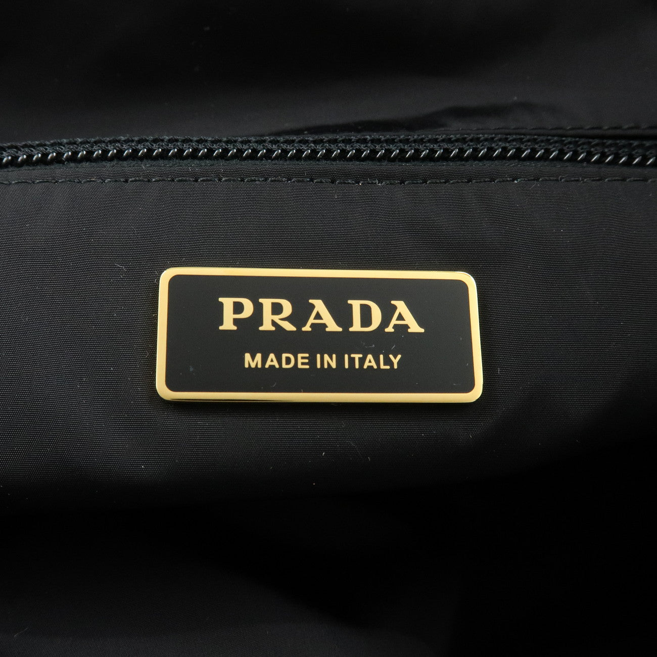 PRADA Triangle Logo Nylon Saffiano Leather Tote Bag Beige Black