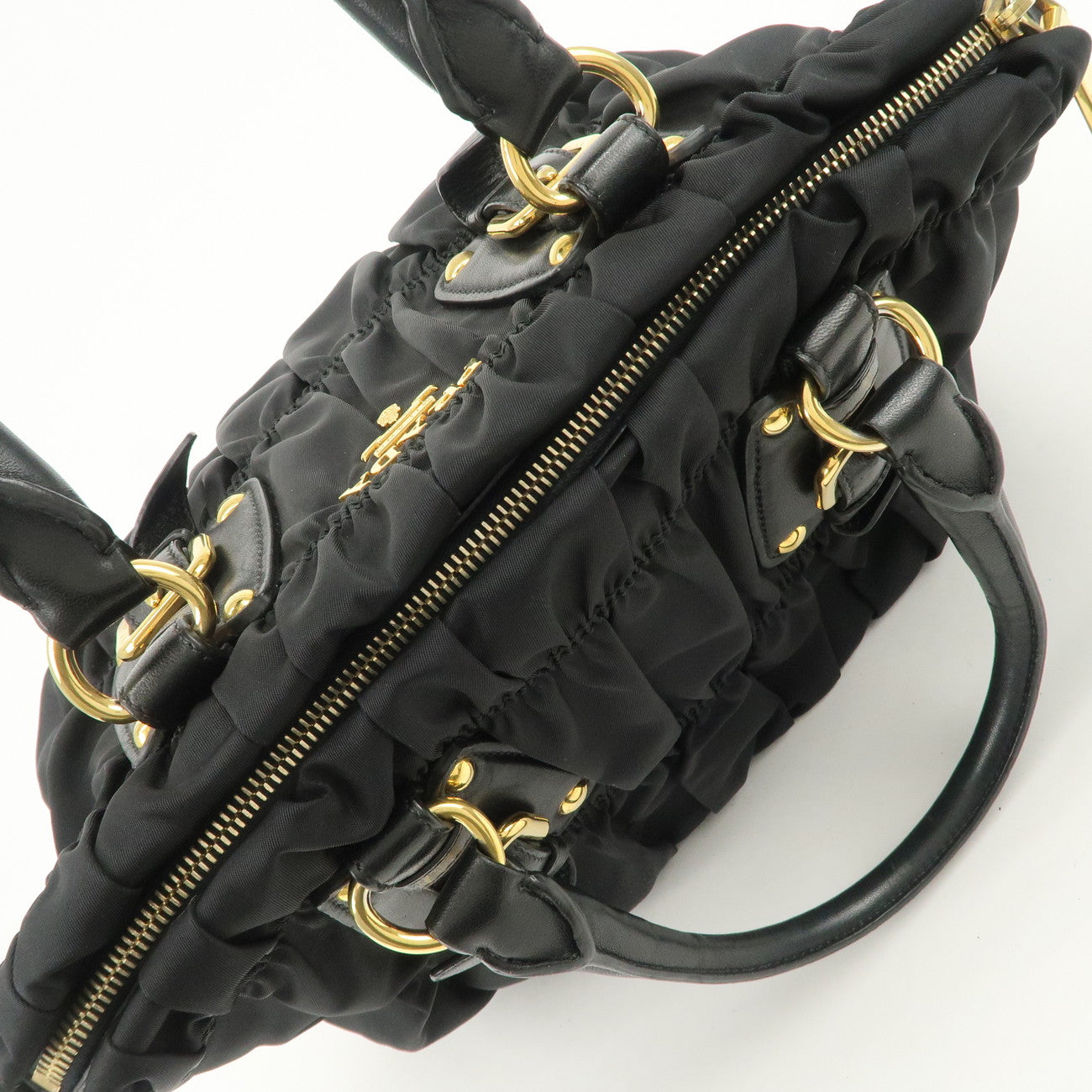PRADA Nylon Leather 2Way Hand Bag Shoulder Bag Black BN1336
