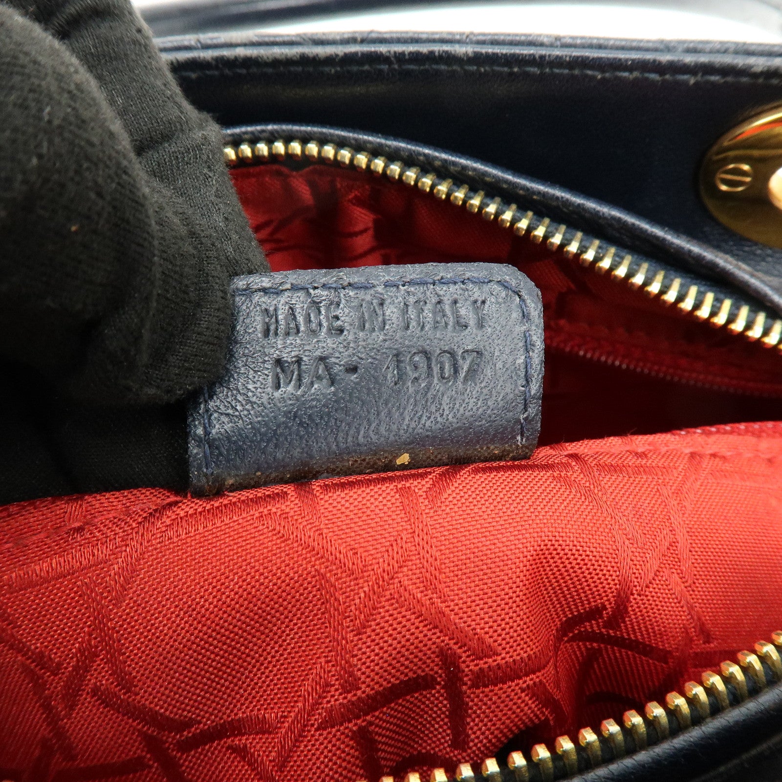 Christian Dior Lady Dior Cannage Leather Hand Bag Navy