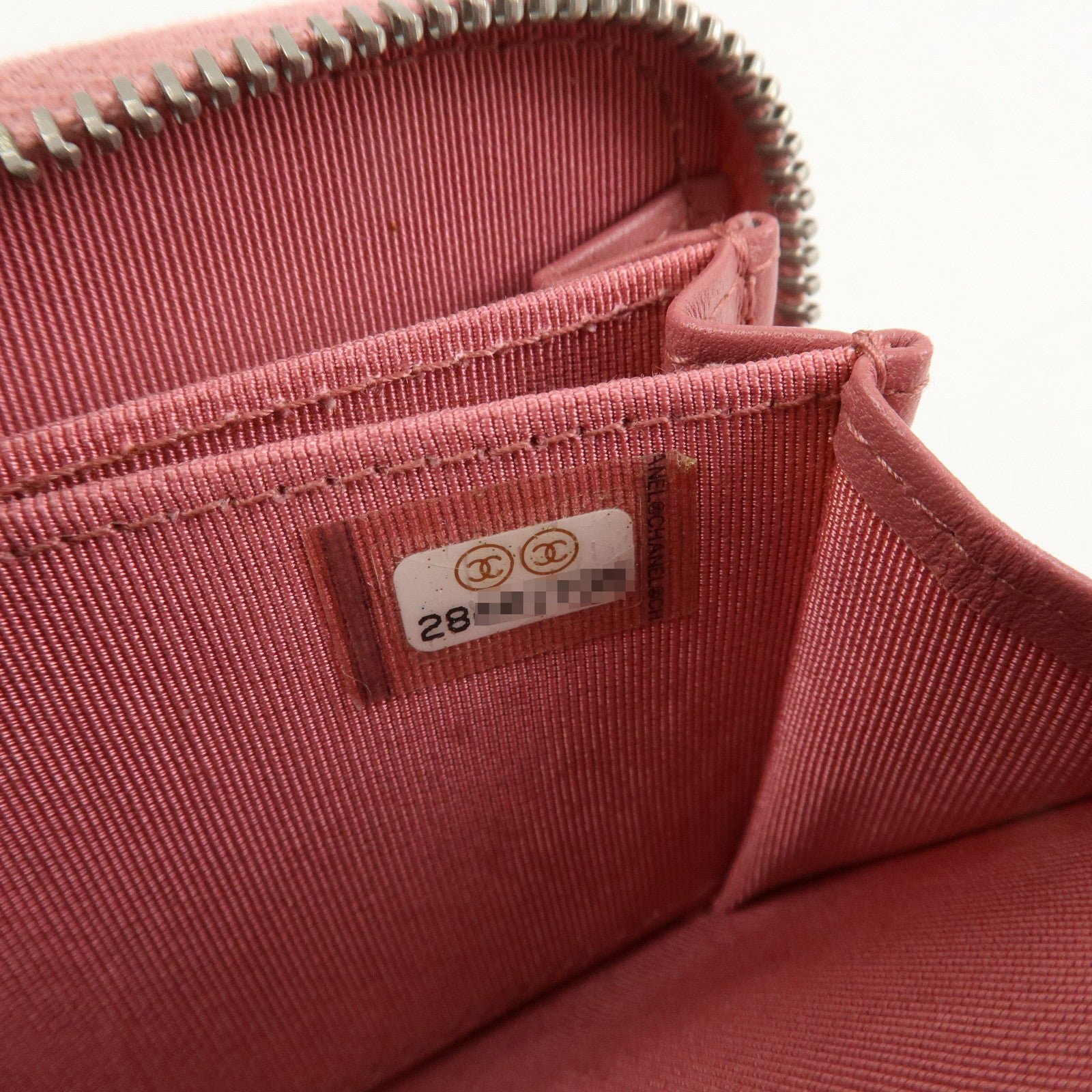 CHANE Matelasse Lambskin Classic Zippy Coin Case Pink AP0216