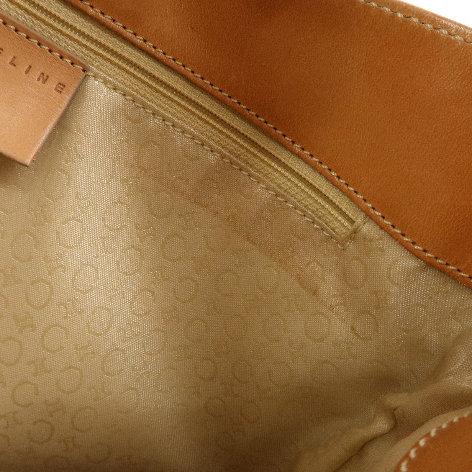 CELINE C Macadam Suede Leather Shoulder Bag Pink Light Brown