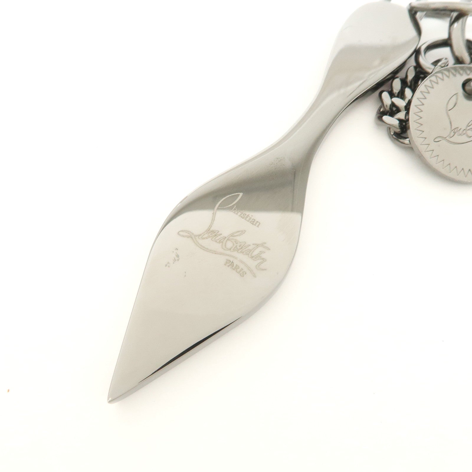 Christian Louboutin Metal Plastic Bag Charm Key Ring Red