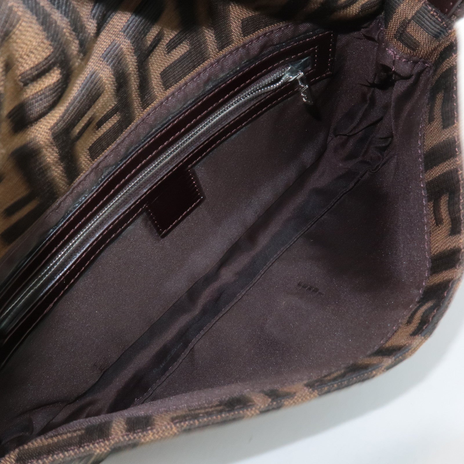 FENDI Zucca Mamma Baguette Canvas Shoulder Bag 26424 Brown Black Used