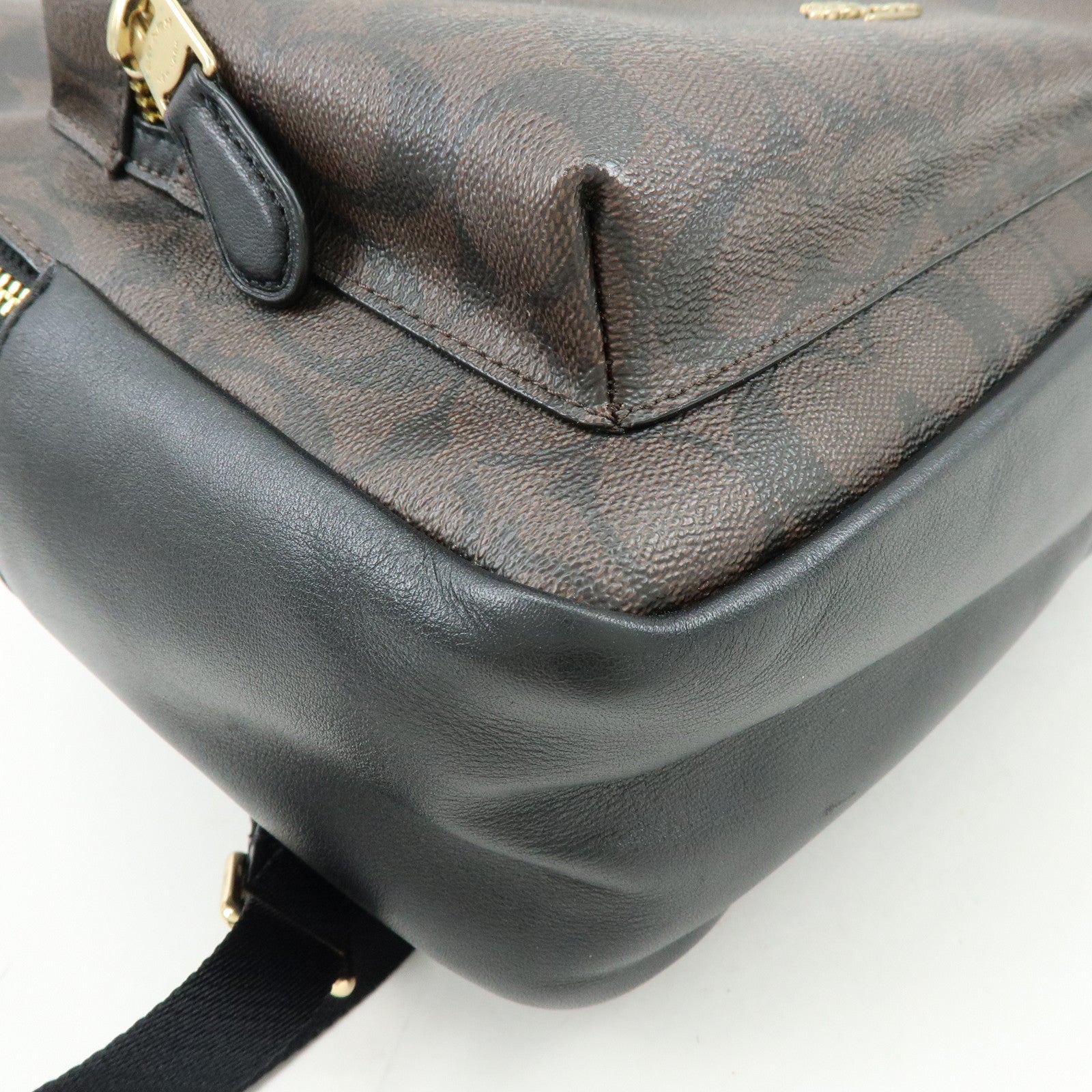 COACH Charlie PVC Canvas Leather Backpack Rucksack Dark Brown