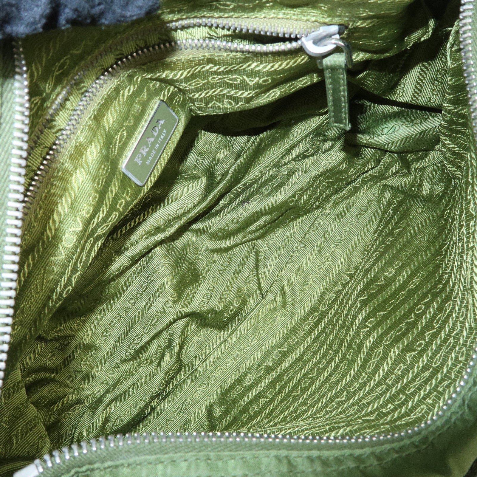 PRADA Triangle Logo Nylon Shoulder Bag Crossbody Bag Green Used