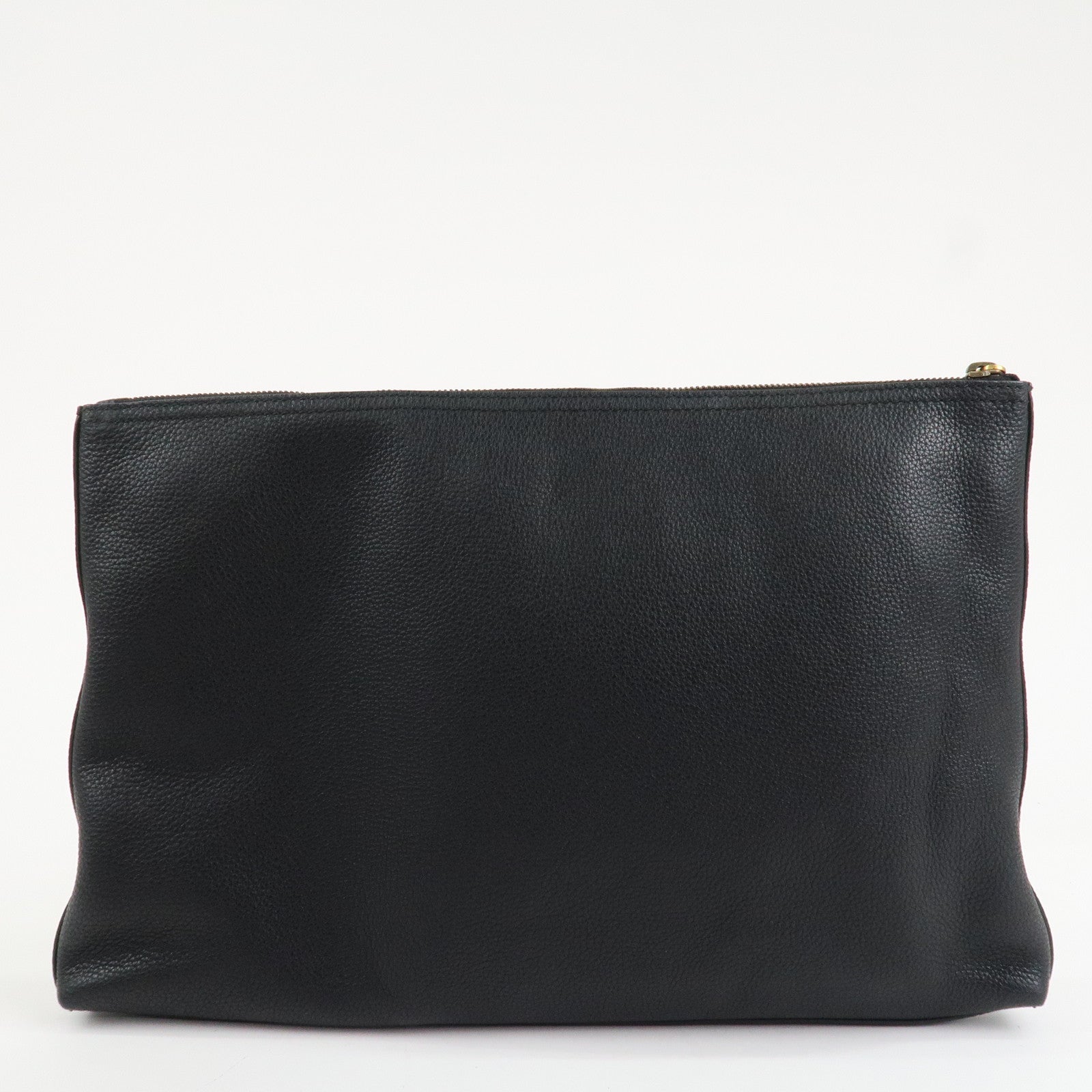 GUCCI Logo Print Leather Portfolio Clutch Bag Black 500984 Used