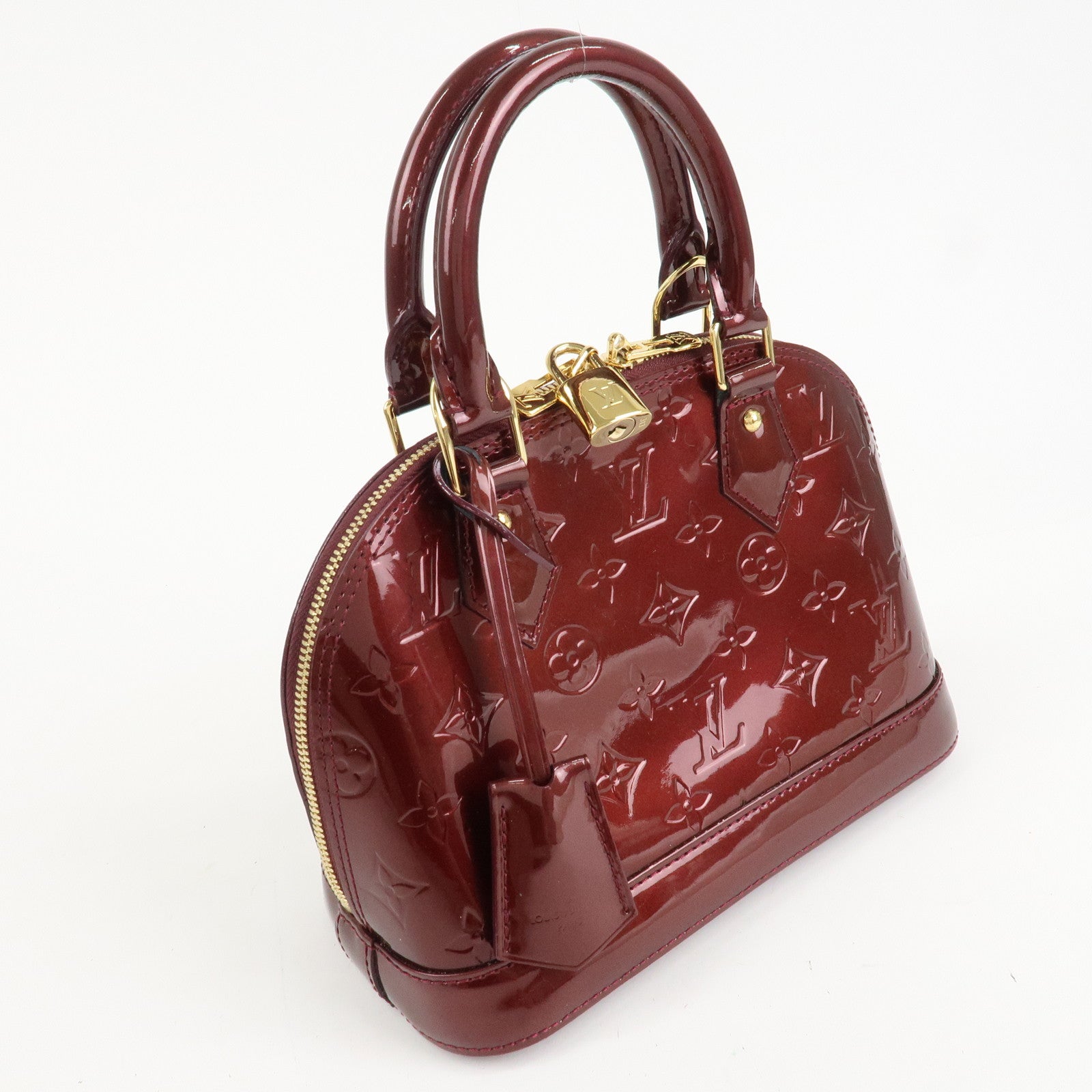 Louis Vuitton Monogram Vernis Alma BB 2Way Hand Bag Rouge M91676 Used