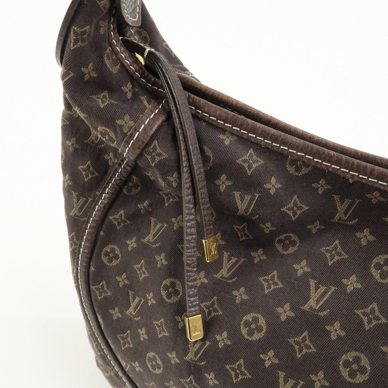 Louis Vuitton Monogram Mini Lin Manon MM Shoulder Bag Ebene M95619 Used