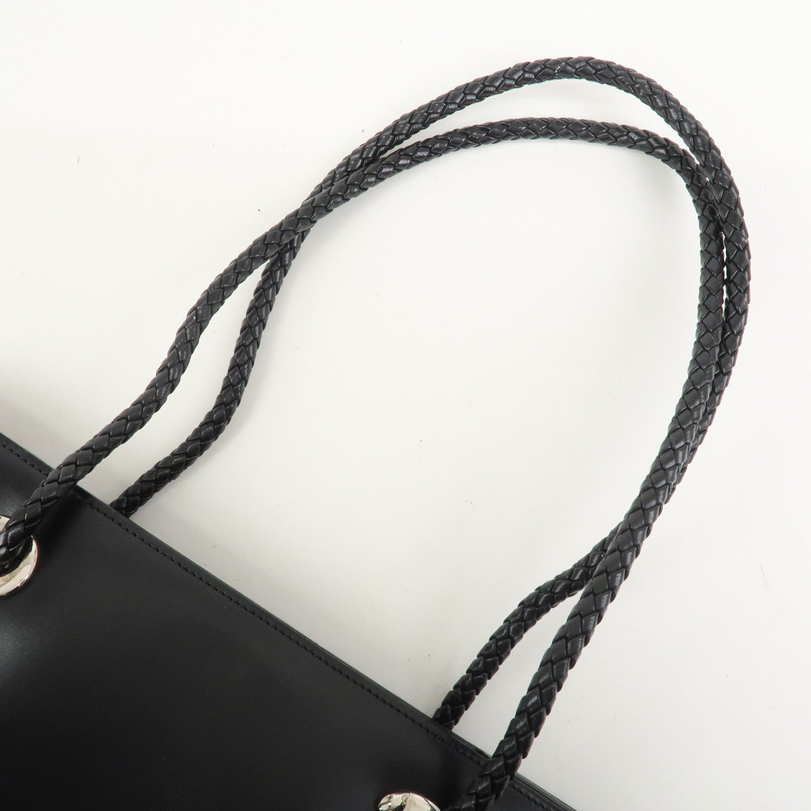 Cartier Leather Shoulder Bag Tote bag Black Silver