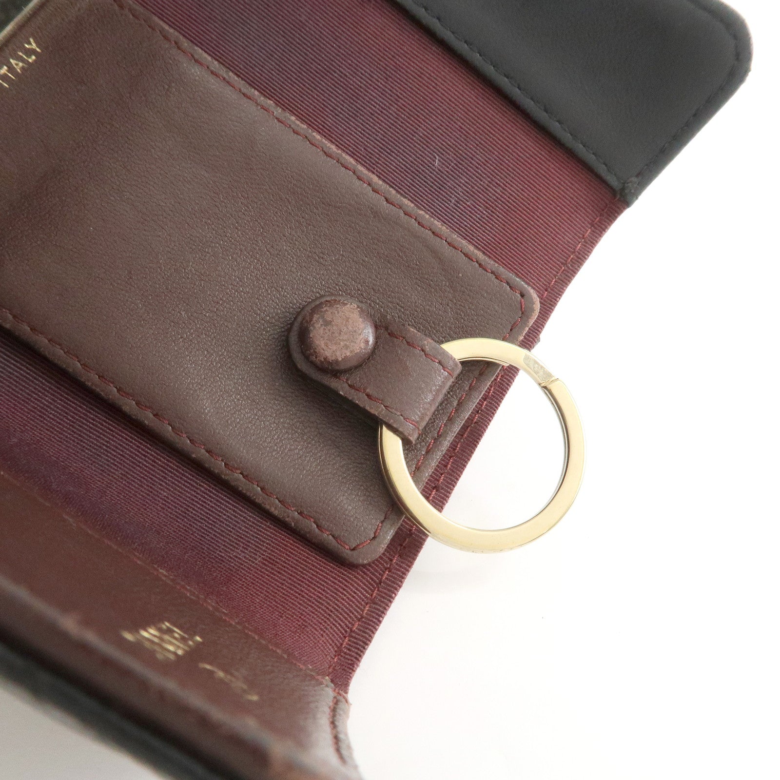 CHANEL COCO Mark Lamb Skin 4 Rings Key Case Black Gold AP0222