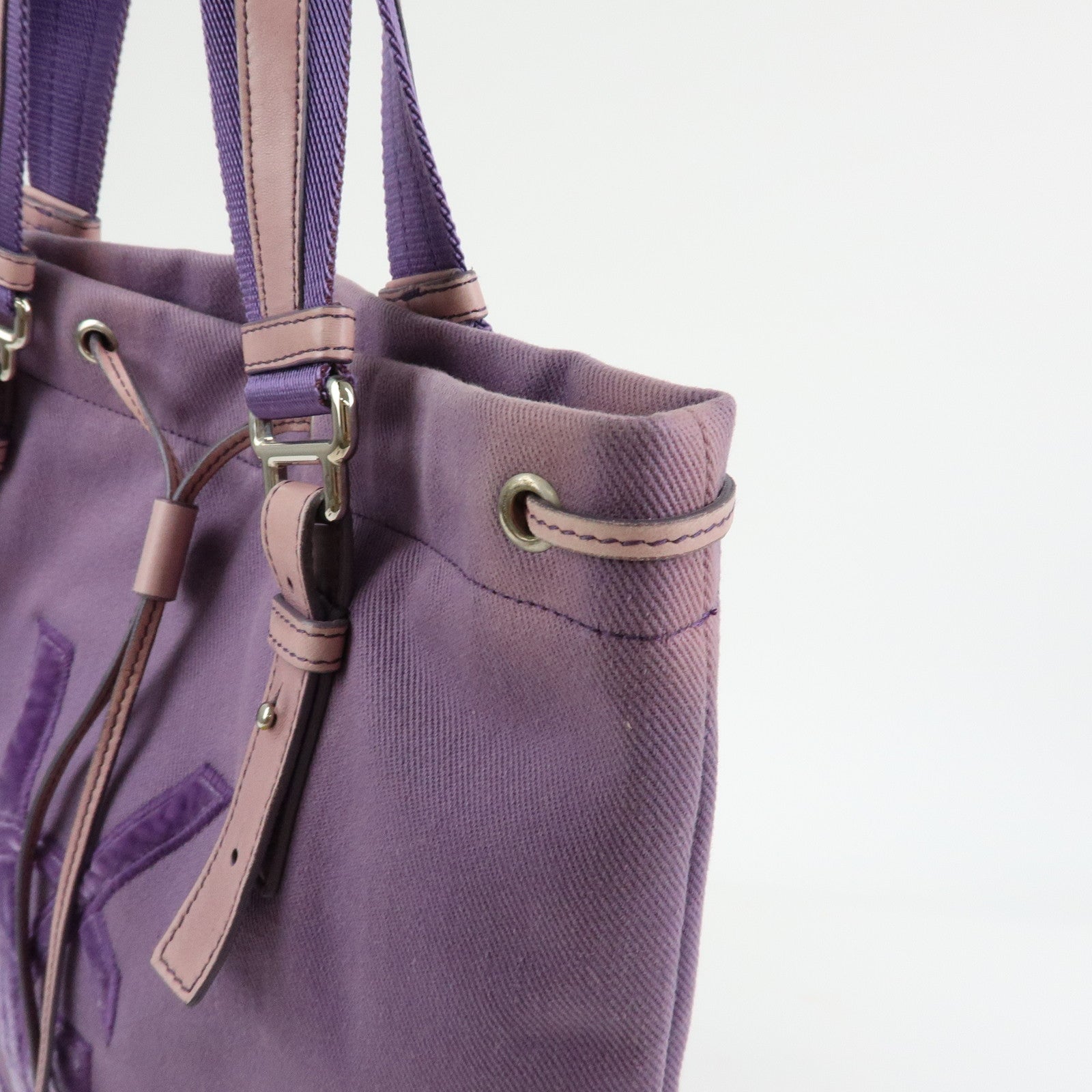 SAINT LAURENT PARIS Kahala Cassandra Canvas Tote Bag Purple 121631