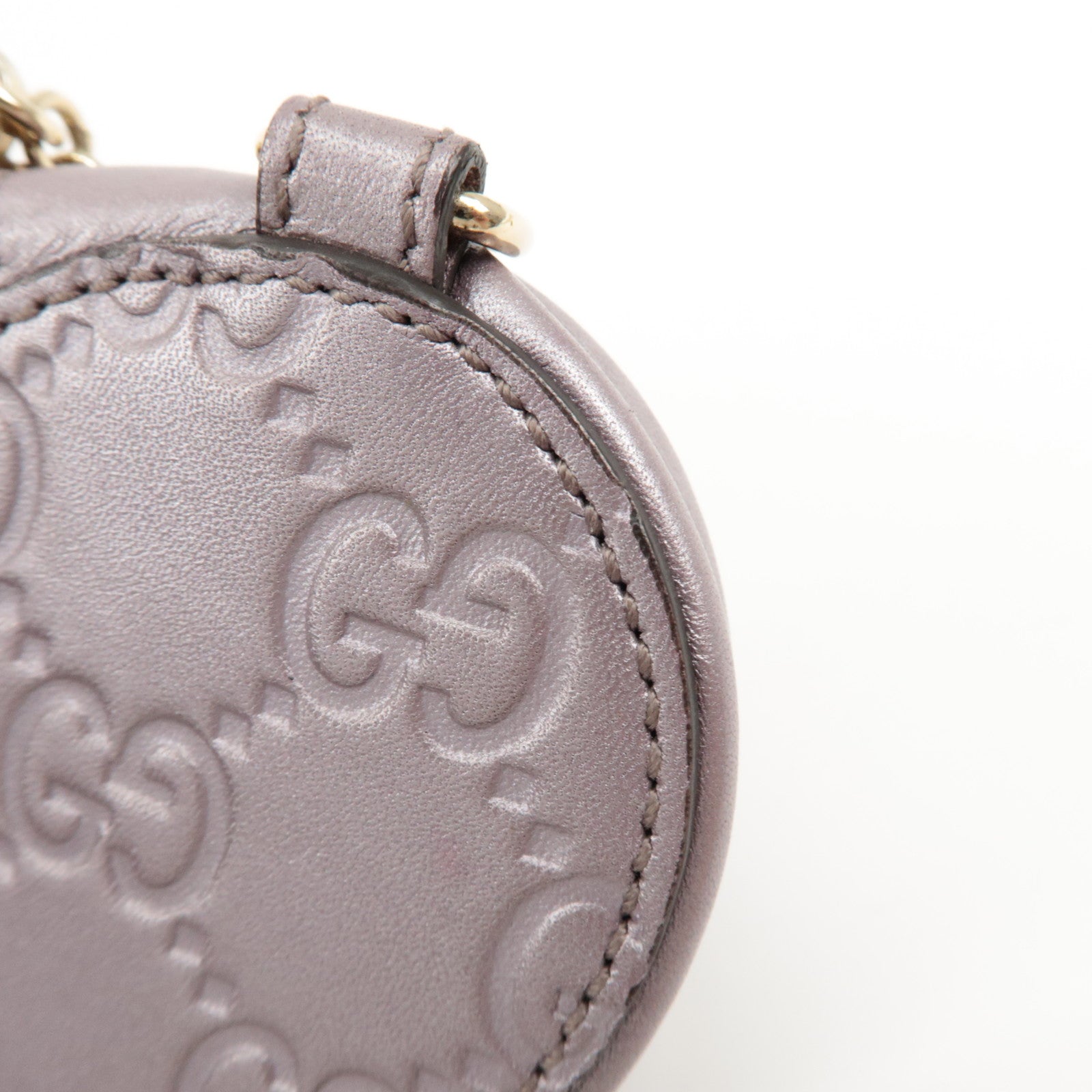 GUCCI Lovely Heart Guccissima Leather Coin Case Light Purple 152615 Used