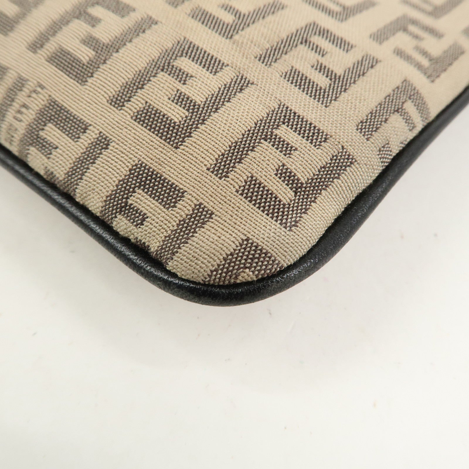 FENDI Zucchino Canvas Leather Shoulder Bag Crossbody Bag 8BT047