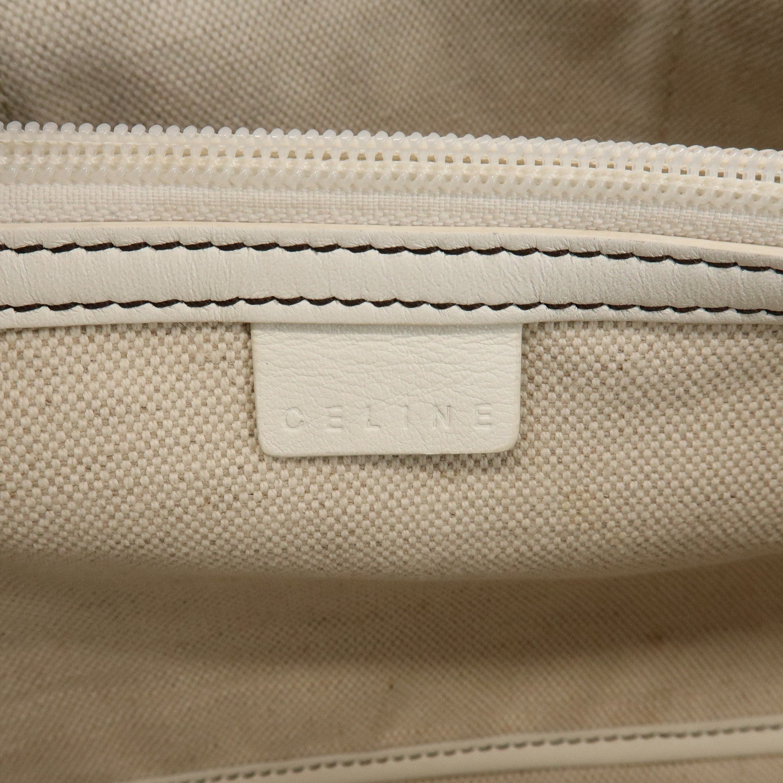 CELINE C Macadam PVC Nylon Leather Tote Bag Hand Bag Brown Beige