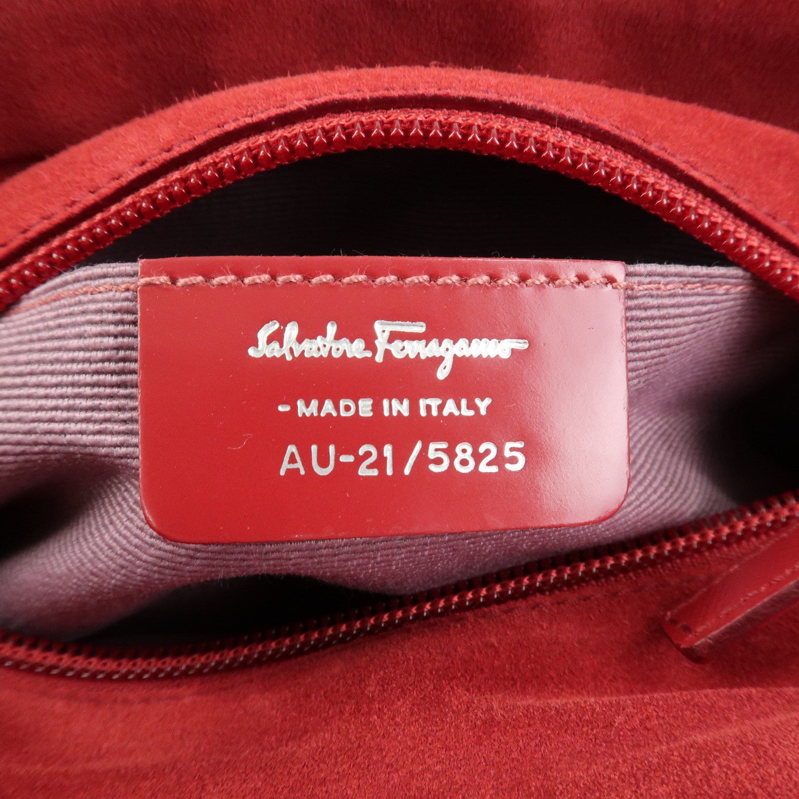 Ferragamo Gancini Suede Leather 2Way Bag Hand Bag Shoulder Bag Red