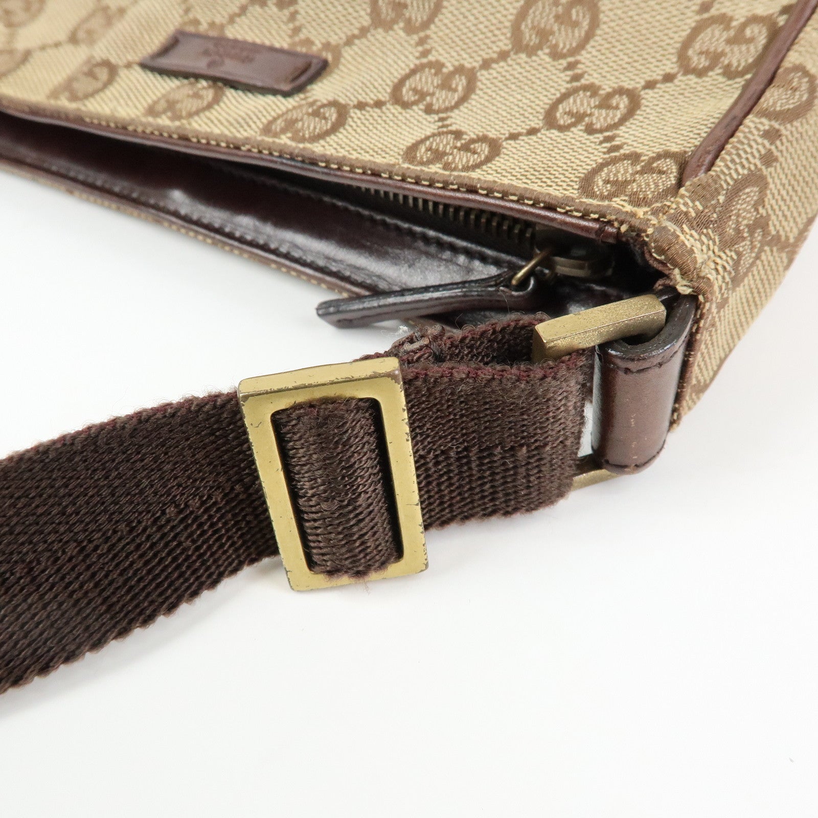 GUCCI GG Canvas Leather Mini Hand Bag Pouch Beige Brown 106644