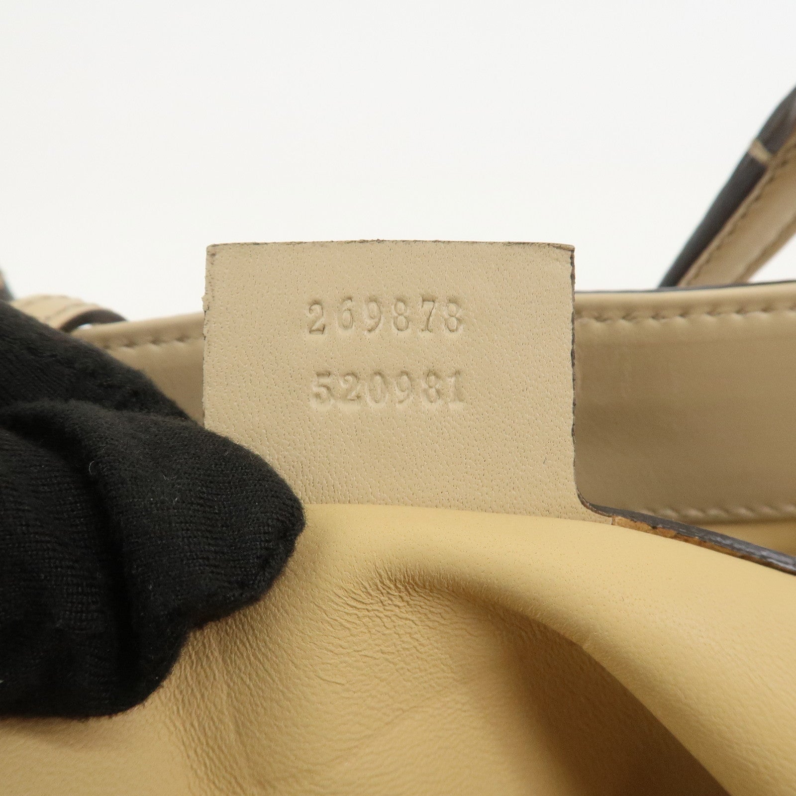 GUCCI Pony Hair Leather Shoulder Bag Hand Bag Beige Black 269878
