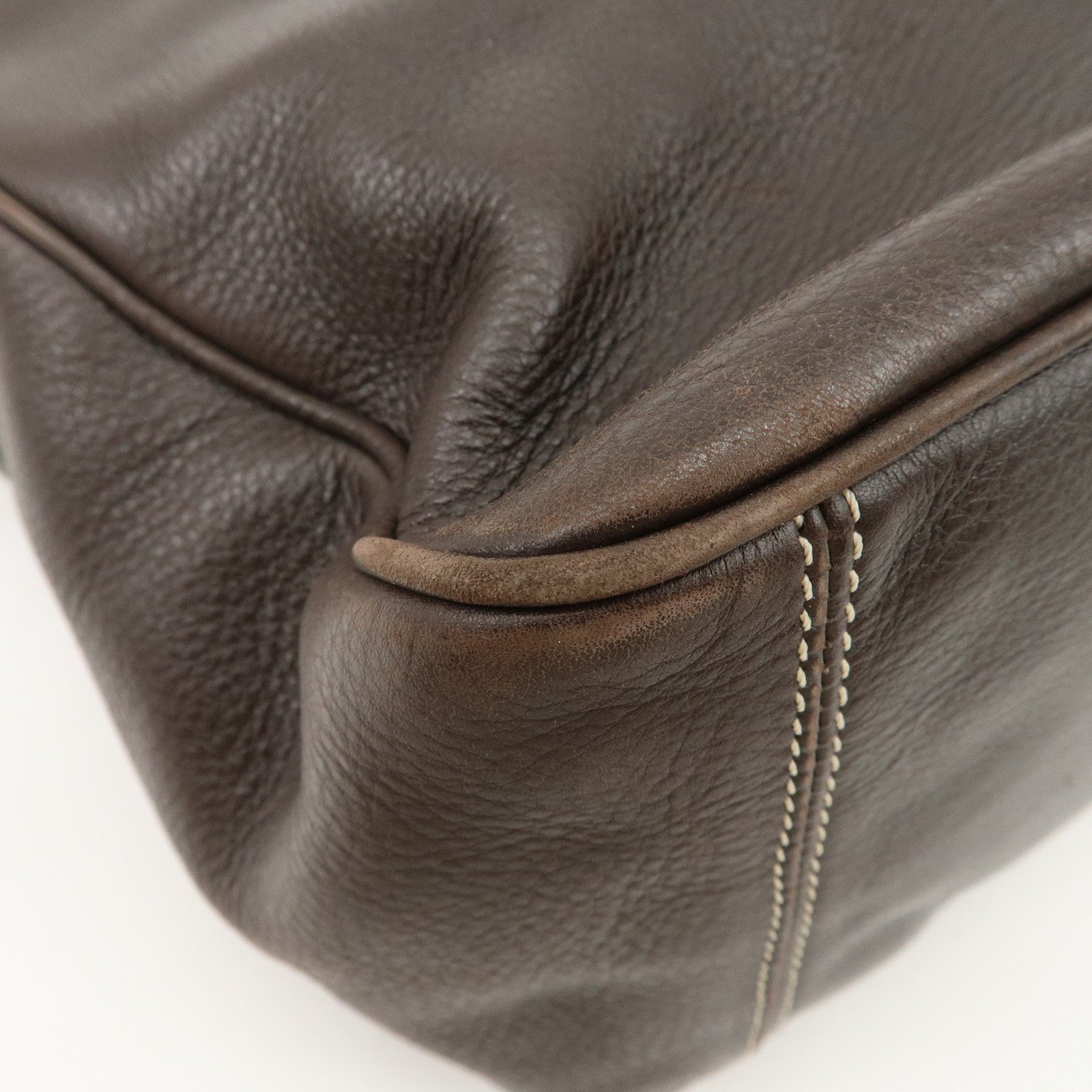 CELINE Boogie Bag Leather Large Tote Bag Hand Bag Dark Brown