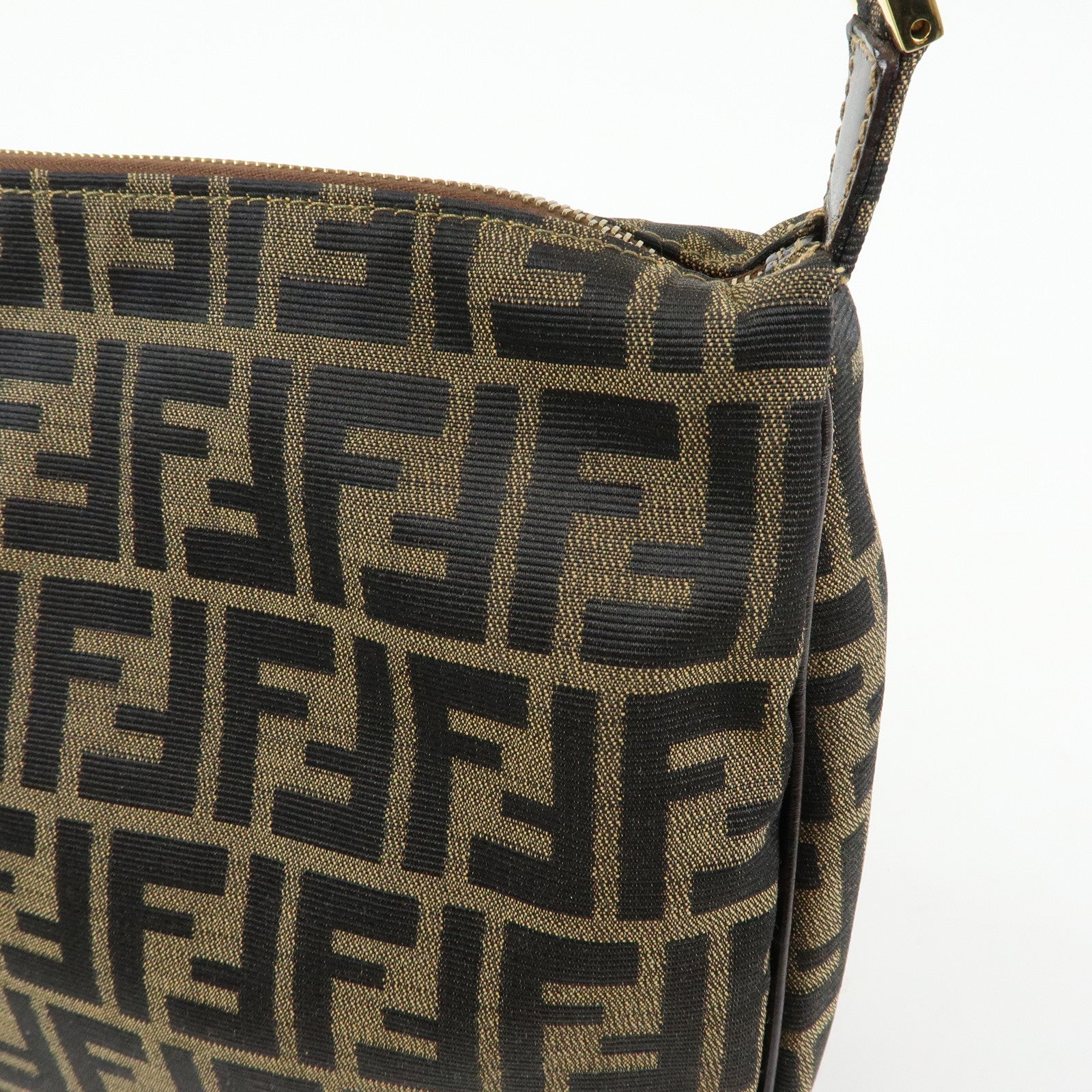 FENDI Zucca Canvas Leather Shoulder Bag Hand Bag Brown 83152390981