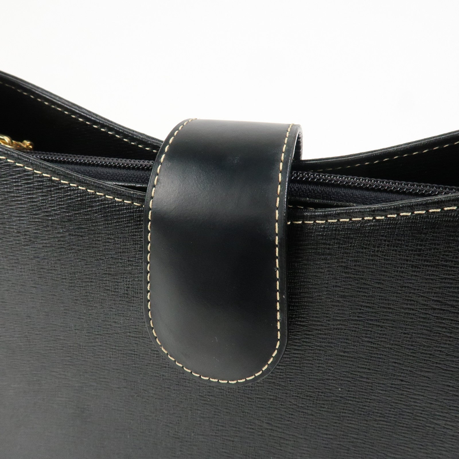 BURBERRY Leather Shoulder Bag Hand Bag Black Gold HDW