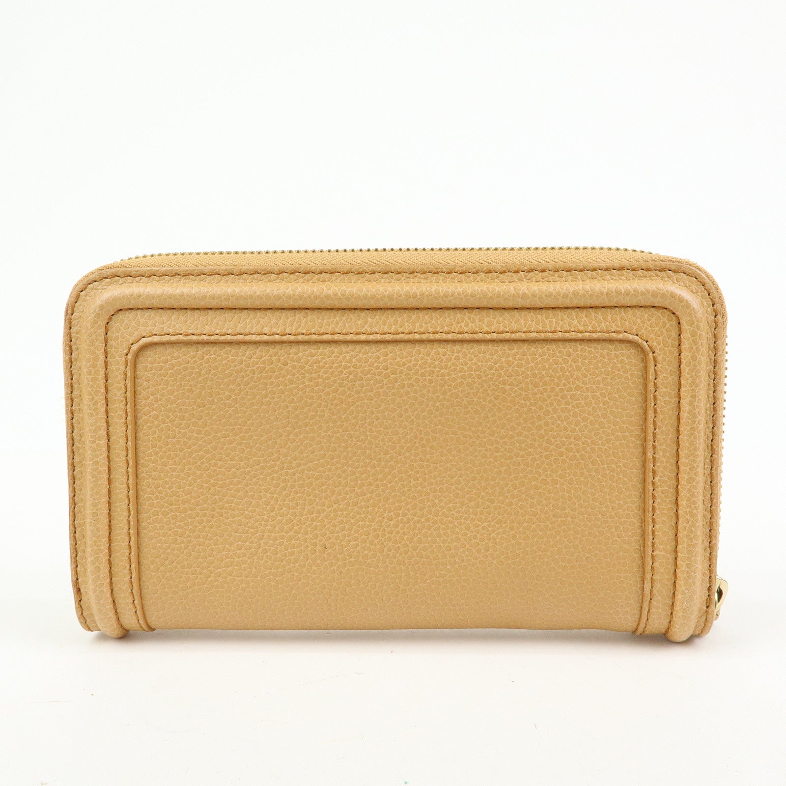Chloe Paraty Leather Round Zippy Long Wallet Light Brown