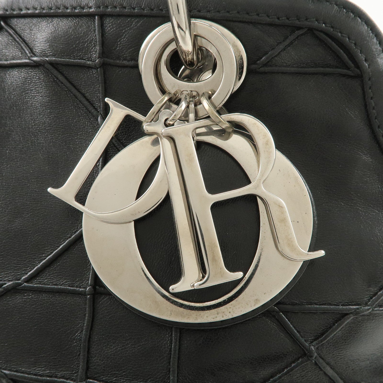 Christian Dior Cannage Granville Leather 2Way Bag Hand Bag Black