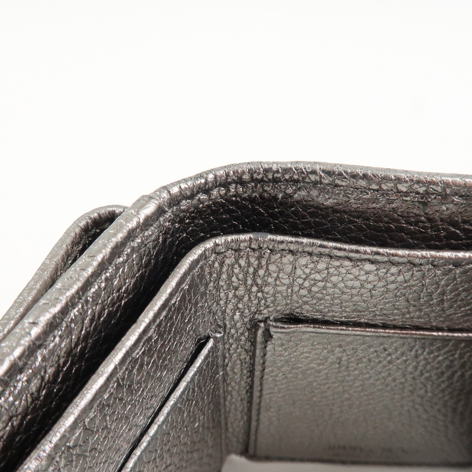 JIMMY CHOO 202 NEMO Studs Leather Compact Wallet Silver Used