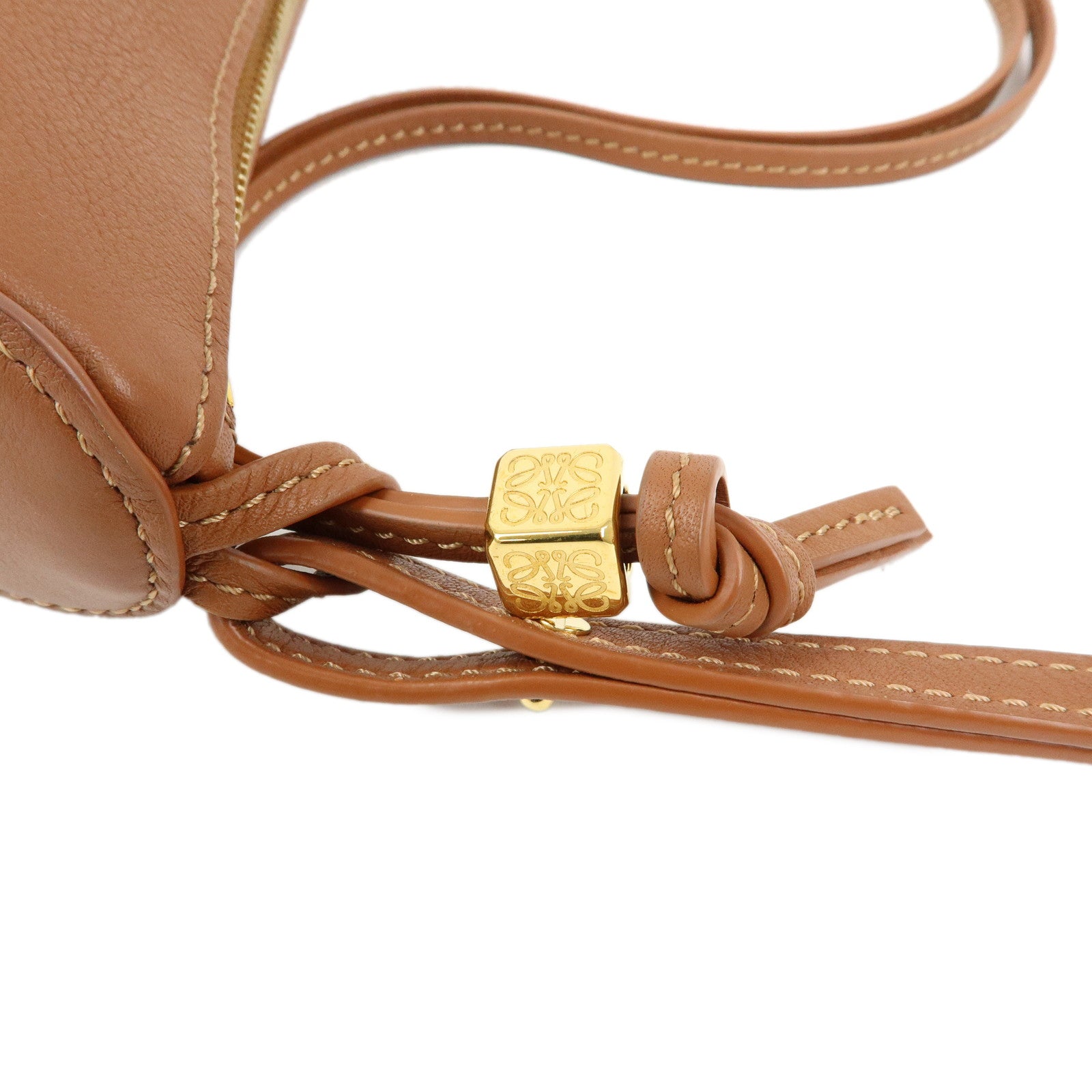 LOEWE Anagram Hammock Calf Leather Shoulder Bag Hobo Bag Brown