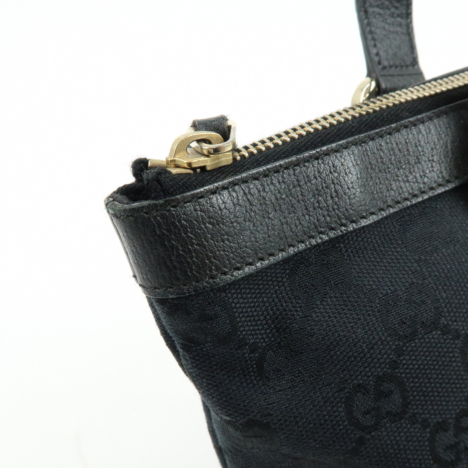 GUCCI Abbey GG Canvas Leather Tote Bag Shoulder Bag Black 141470