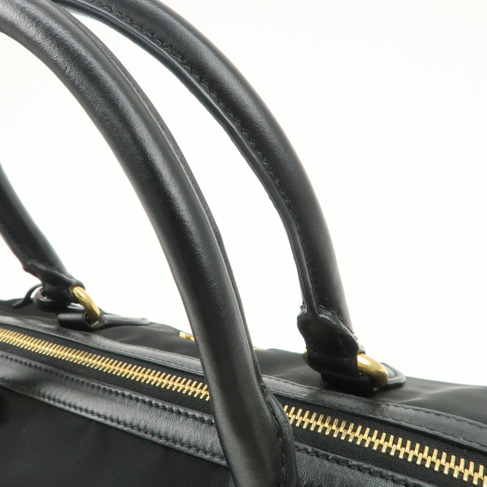 PRADA Nylon Leather 2Way Bag Hand Bag Shoulder Bag Black 1BA104