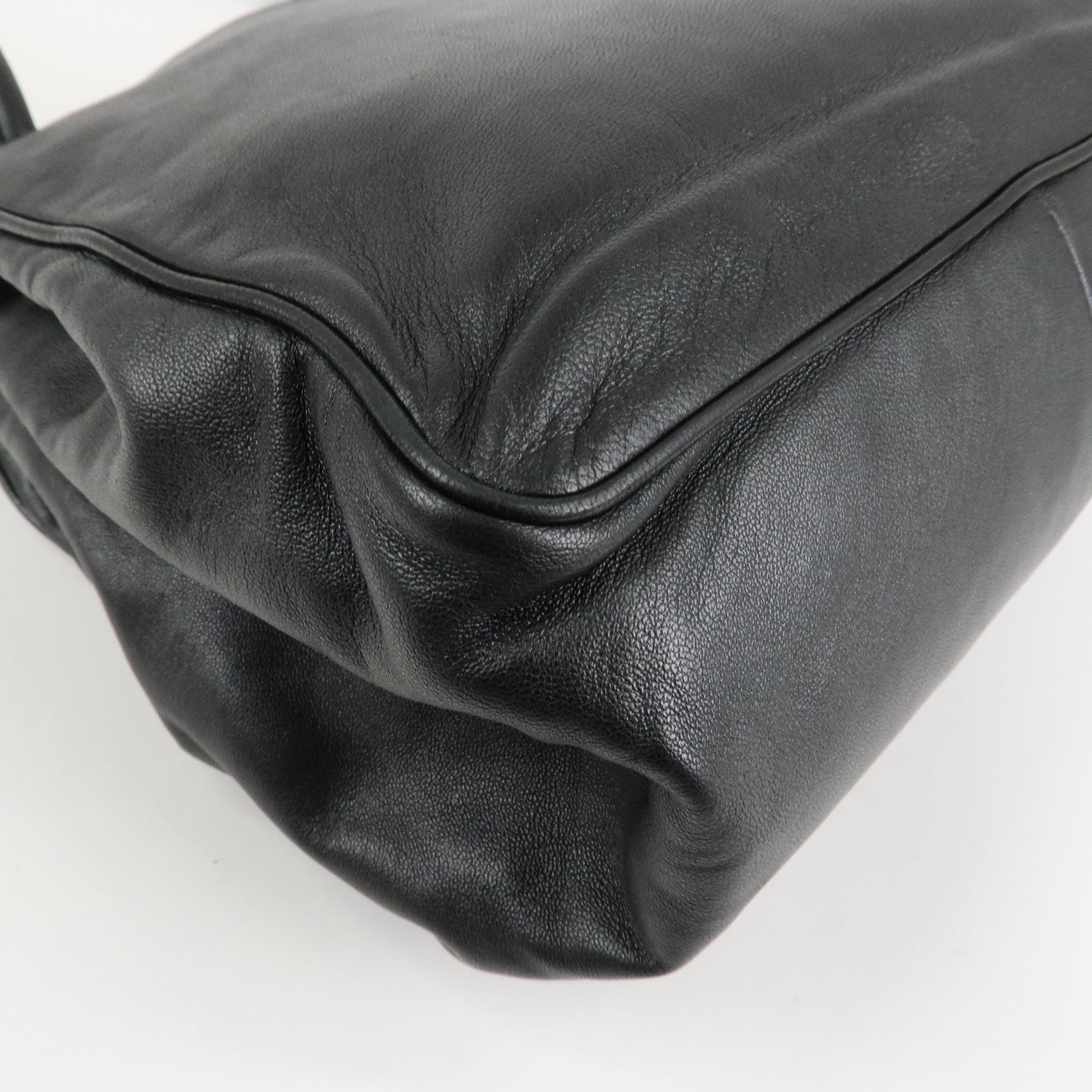 LOEWE Anagram Leather Shoulder Bag Black Gold Hardware Used