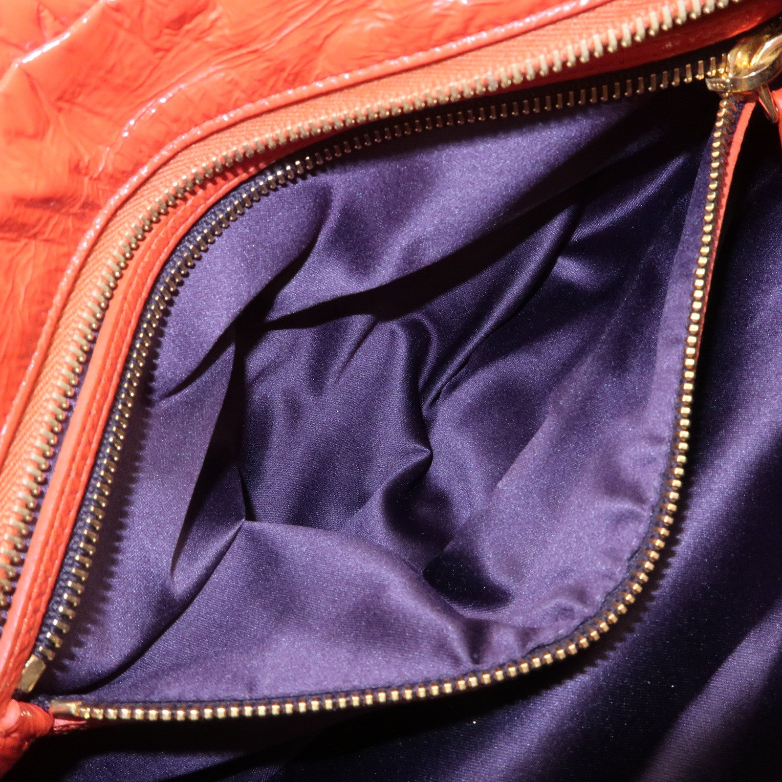 MIUMIU Matelasse Enamel Leather Clutch Bag Pouch Orange