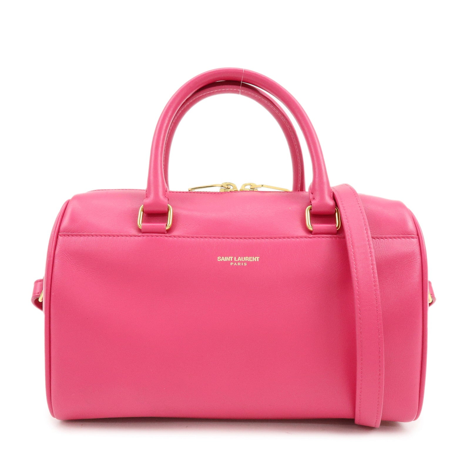 SAINT LAURENT PARIS BABY DUFFLE Leather 2WAY Bag Pink 330958