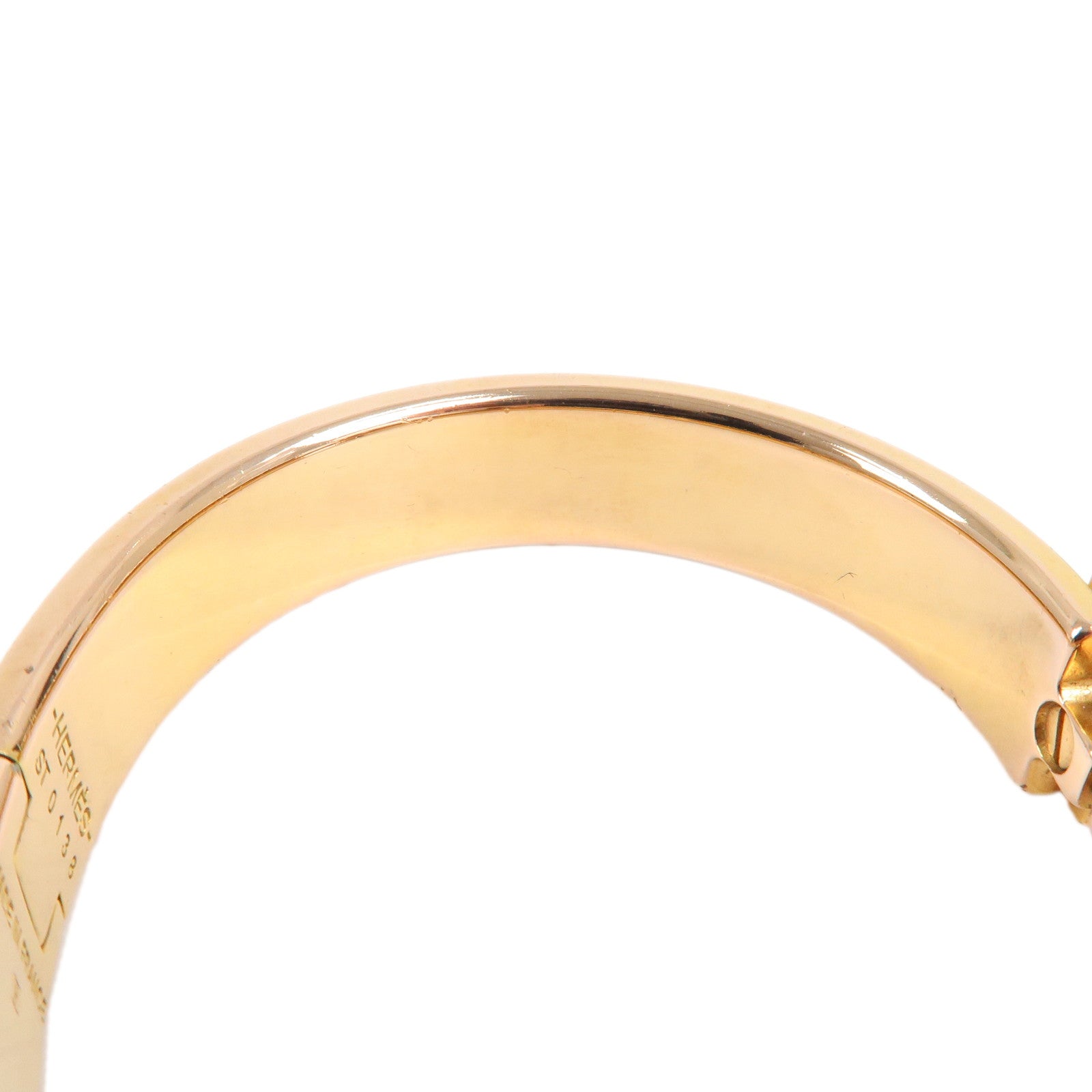 HERMES Clic Clac PM H Logo Bangle Bracelet Gold Black Used