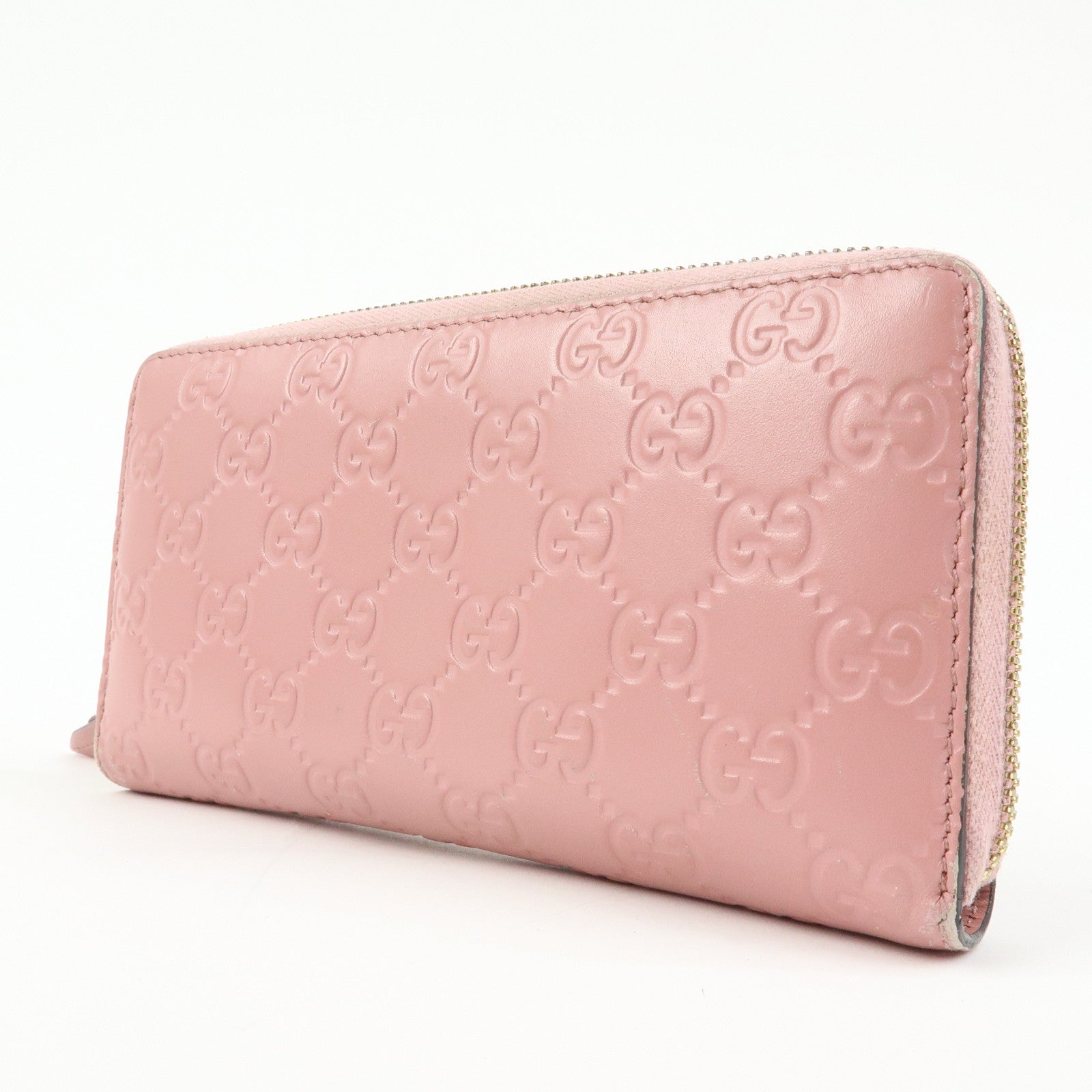 GUCCI Guccissima Leather Round Zippy Long Wallet Pink 410102