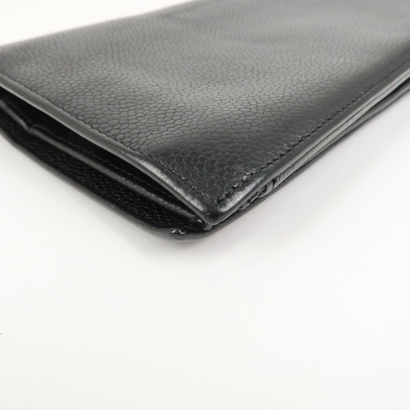 CHANEL COCO Mark Caviarskin Bi-fold Long Wallet Black A48651