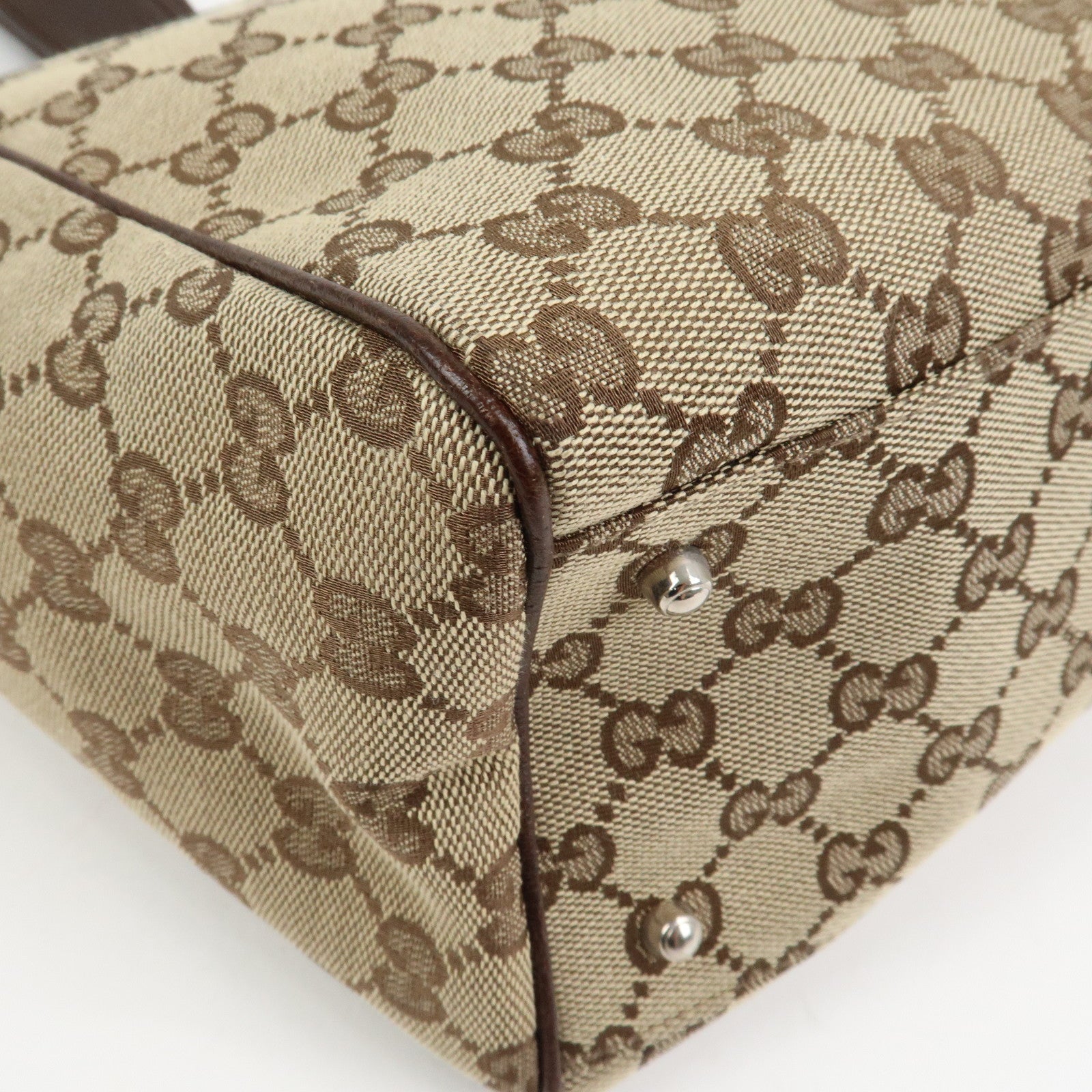 GUCCI Sherry GG Canvas Leather Tote Bag Shoulder Bag Brown 145758